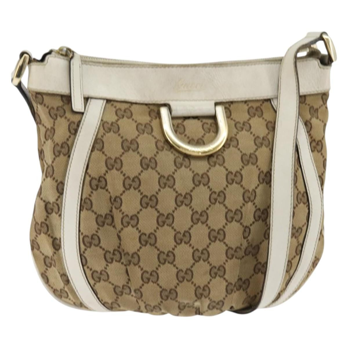 Gucci D Ring Messenger Gg Canvas And Leather Beige Canvas Shoulder Bag Bag (Pre-Owned)