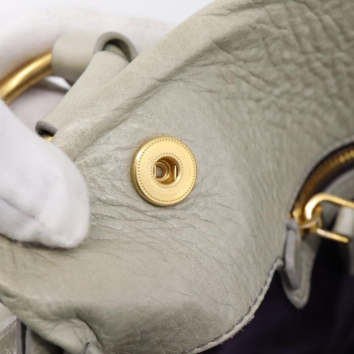 Miu Miu Bow Satchel Cervo Leather Gray Leather Handbag (Pre-Owned)