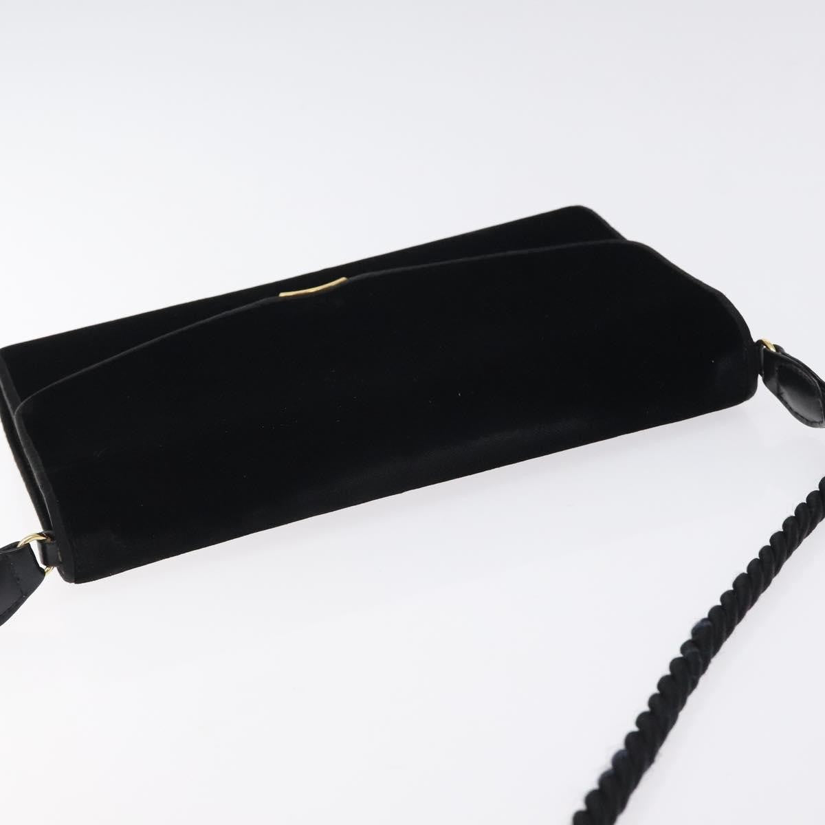 Gucci Vintage Flap Velvet Black Velvet Shoulder Bag Bag (Pre-Owned)