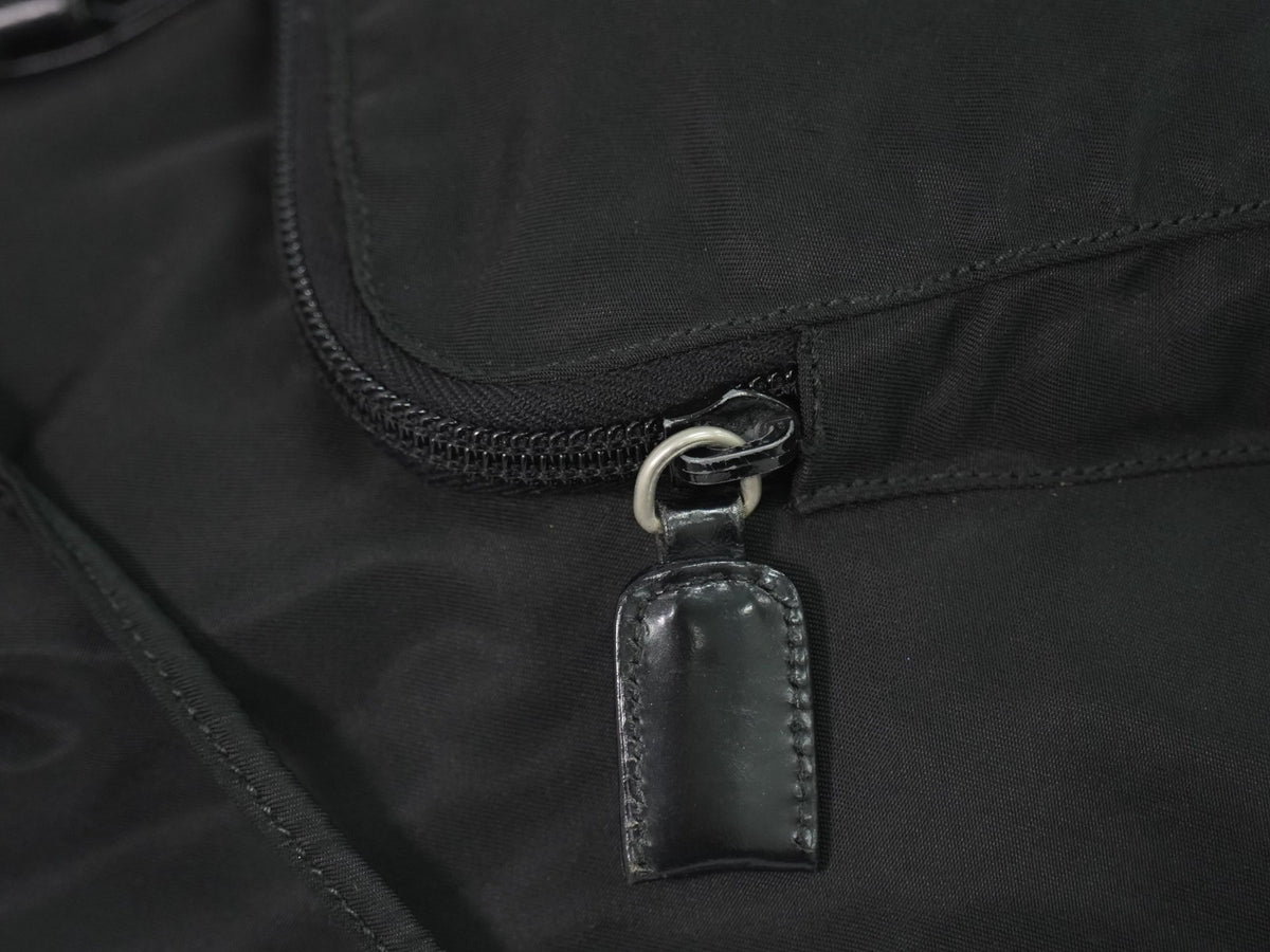 Prada Front Pocket Buckle Nylon Black Nylon Backpack Bag (Pre-Owned)