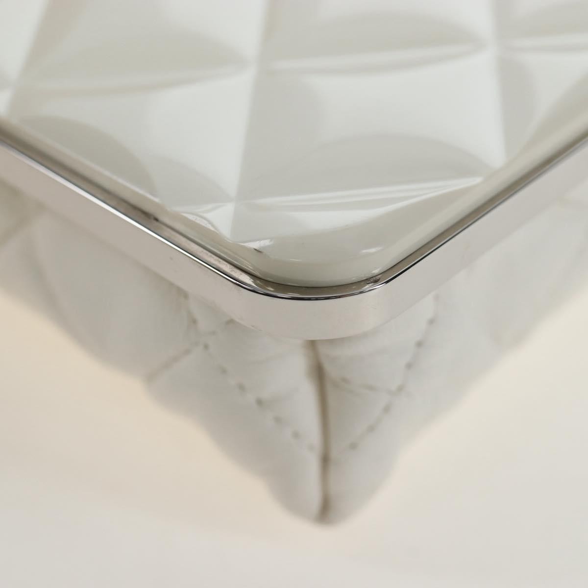 Chanel Cc Frame Clutch With Chain Quilted Lambskin And Plexiglass White Leather Clutche & Pouche Bag (Pre-Owned)