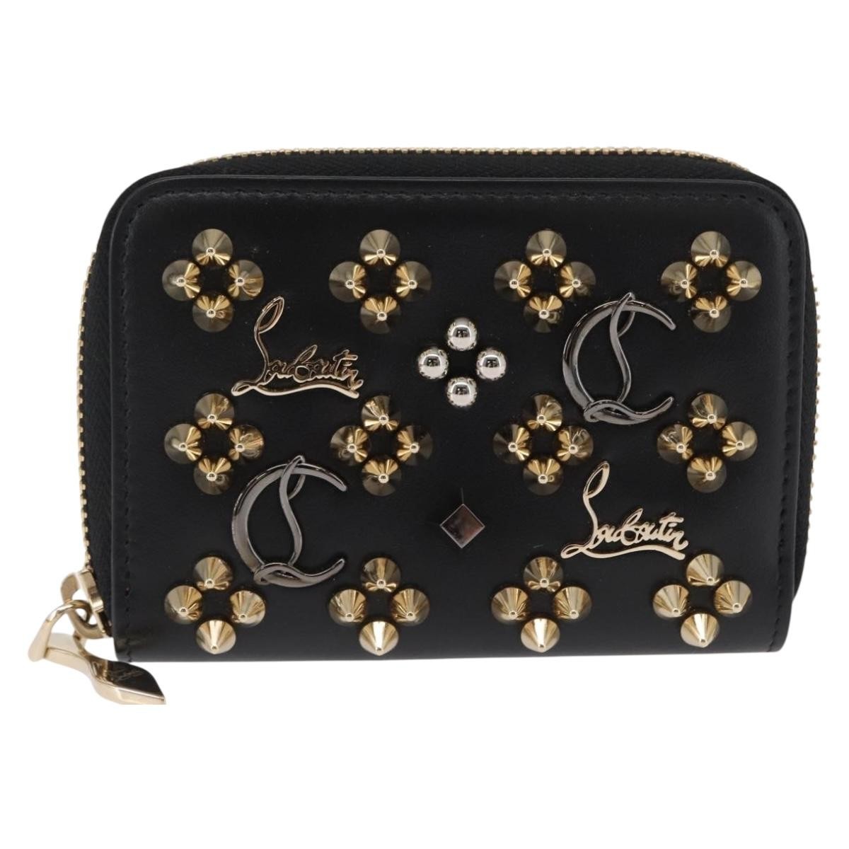 Christian Louboutin Panettone Coin Purse Embellished Leather Black Leather Wallets Accessory (Pre-Owned)