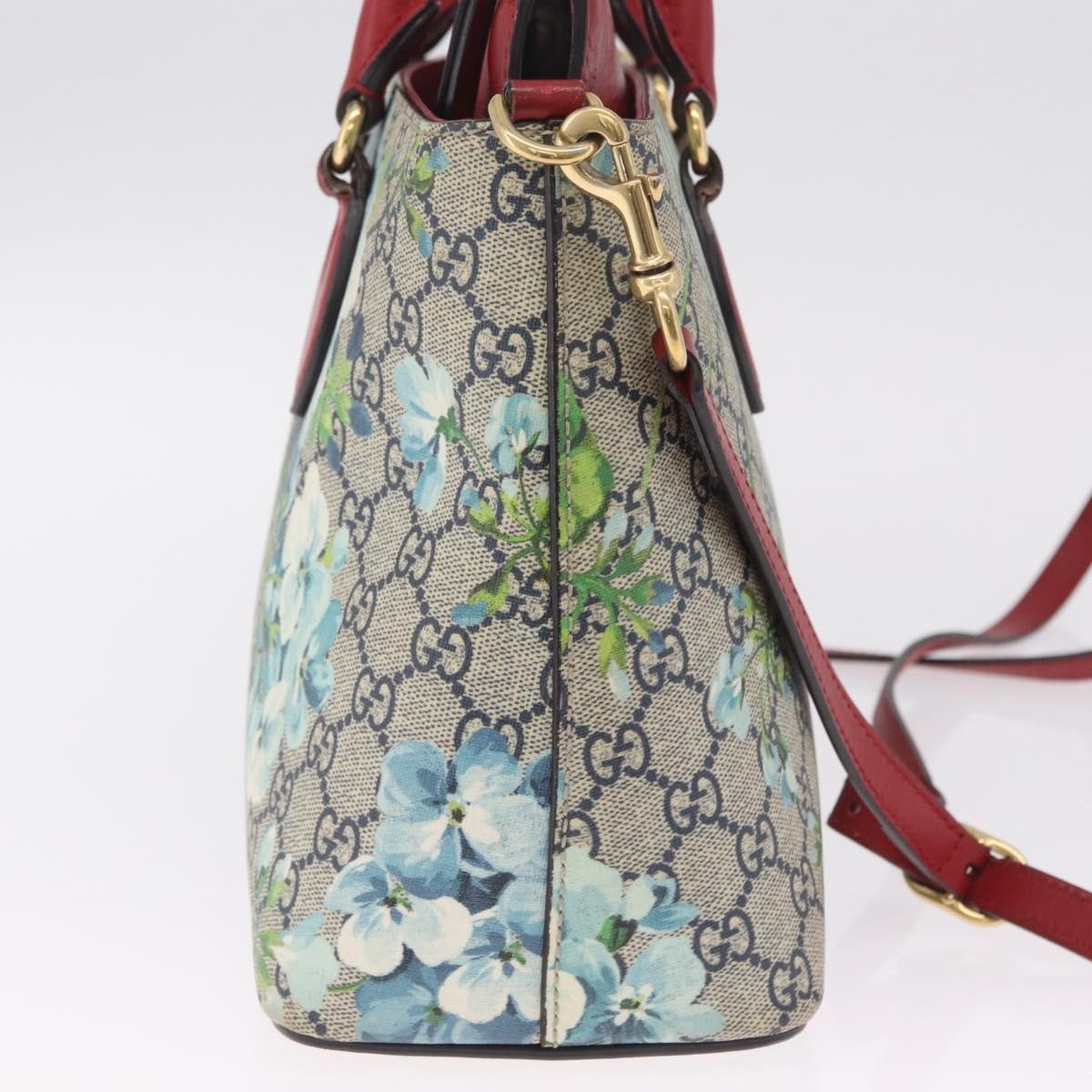 Gucci Linea A Convertible Blooms Print Gg Coated Canvas Navy Canvas Tote Bag Bag (Pre-Owned)