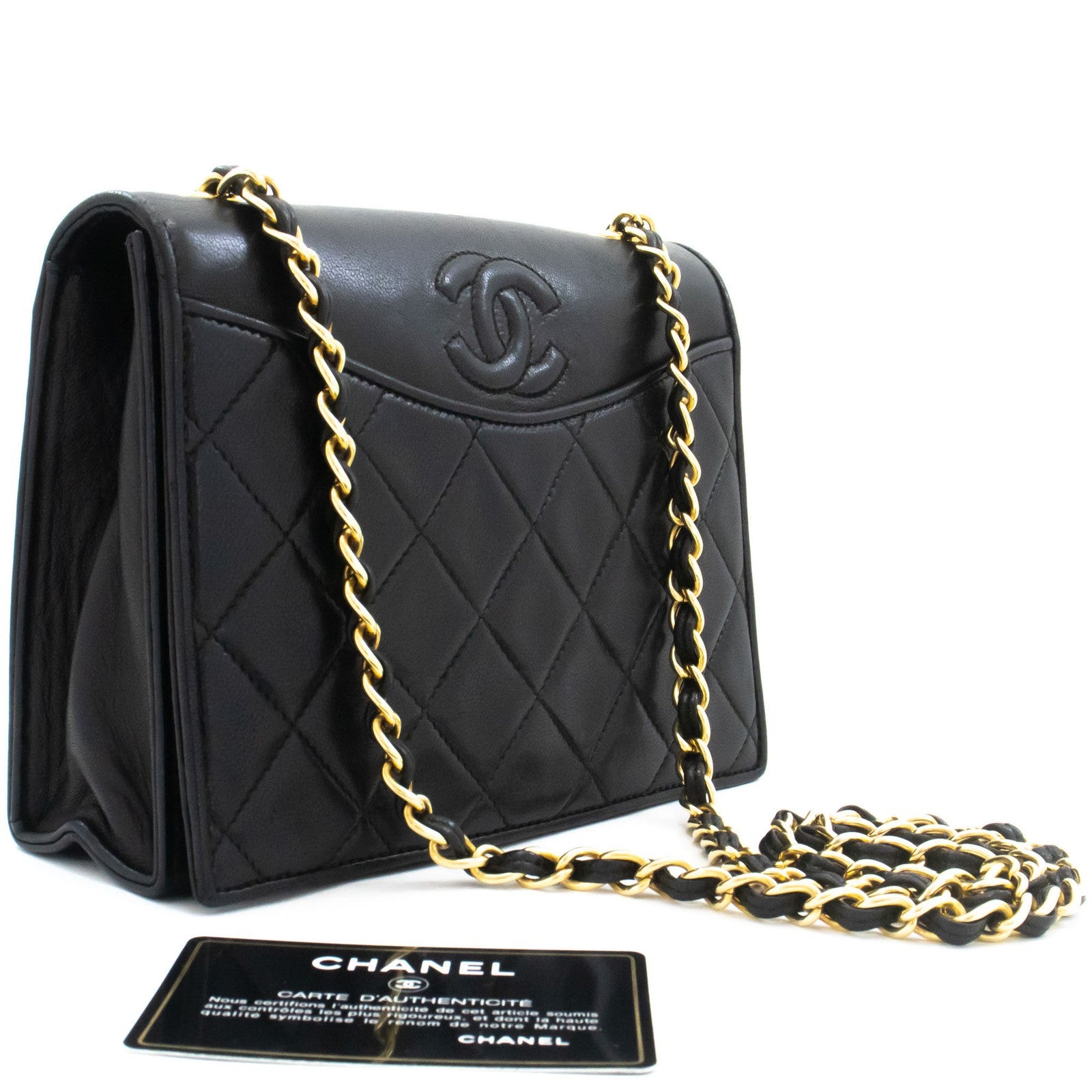 Chanel Vintage Curve Cc Flap Quilted Lambskin Black Leather Shoulder Bag Bag (Pre-Owned)