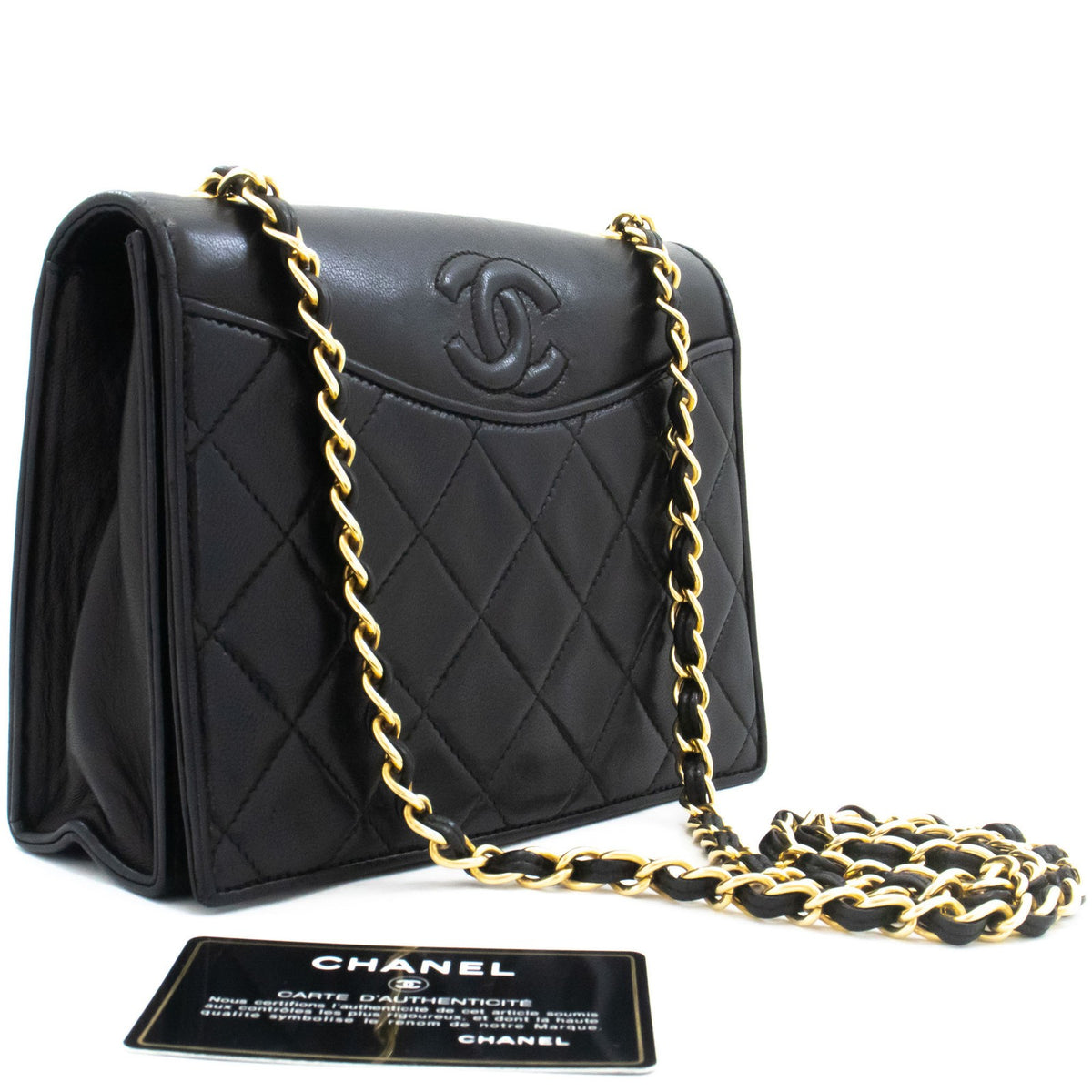 Chanel Vintage Curve Cc Flap Quilted Lambskin Black Leather Shoulder Bag Bag (Pre-Owned)
