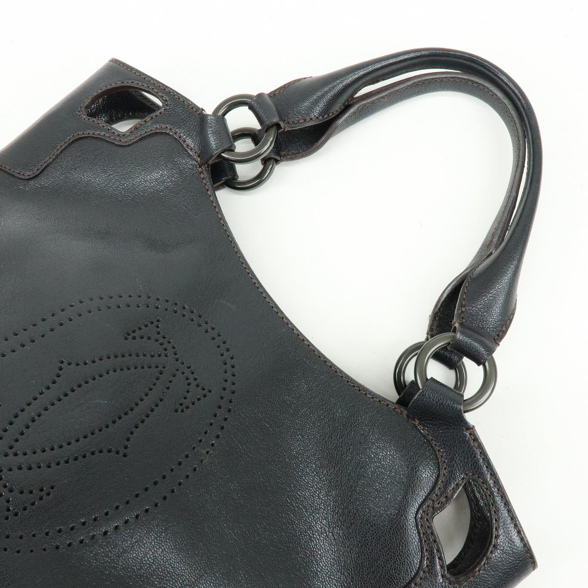 Cartier Marcello Leather Black Leather Handbag (Pre-Owned)