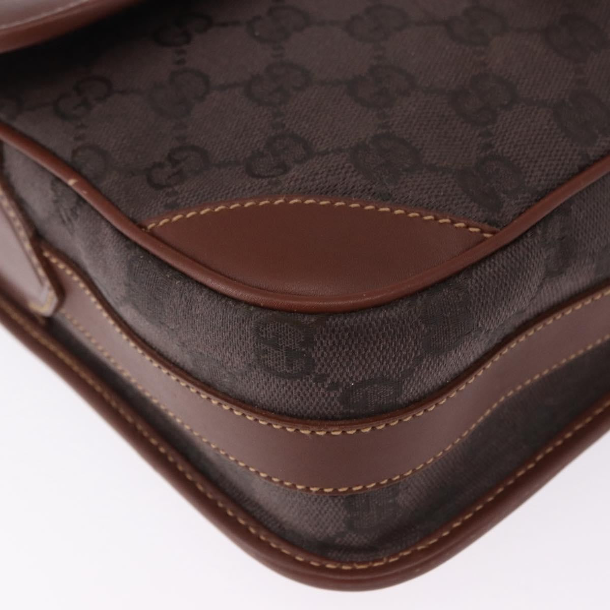 Gucci Flap Shoulder Bag Gg Canvas & Leather Brown Canvas Crossbody Bag Bag (Pre-Owned)