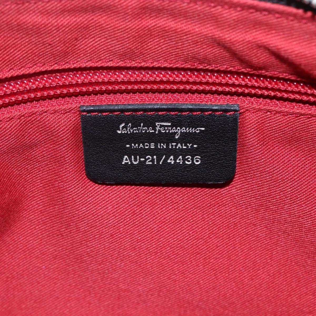 Salvatore Ferragamo Vintage Gancini Hobo Leather Black Canvas Shoulder Bag Bag (Pre-Owned)