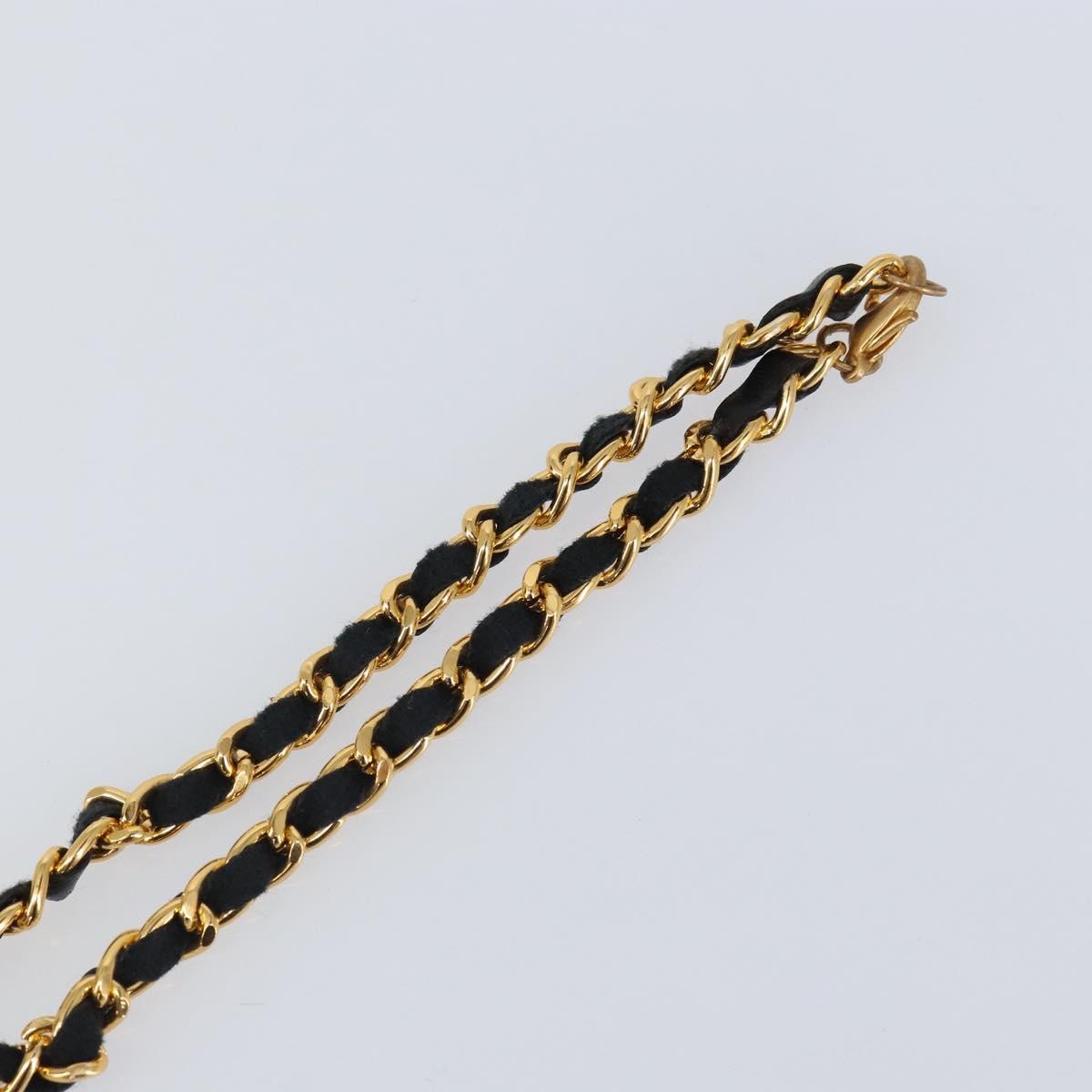 Chanel Cc Perfume Bottle Pendant Chain Long Metal With Leather, Crystals And Faux Pearl Gold Metal Necklace Jewelry (Pre-Owned)