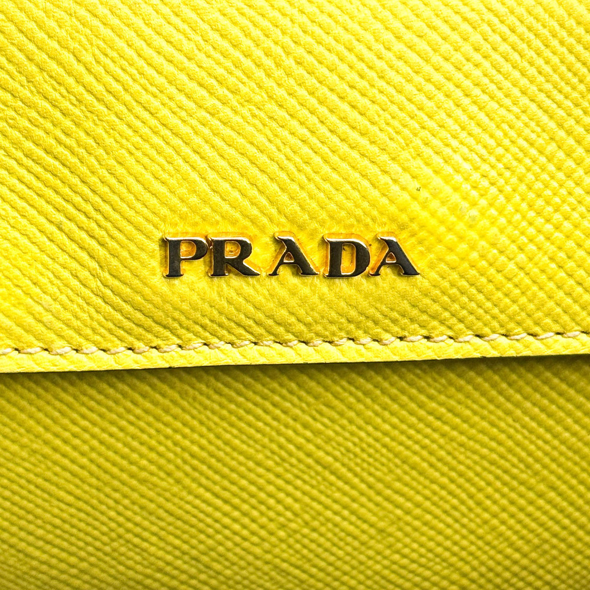 Prada Cuir Double Saffiano Leather Yellow Leather Tote Bag Bag (Pre-Owned)