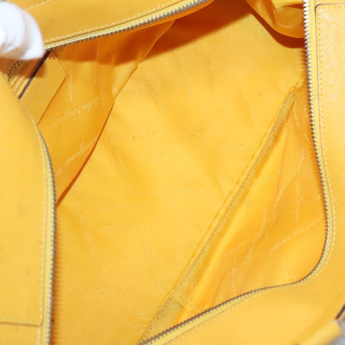 Salvatore Ferragamo Gancini Canvas And Leather Yellow Canvas Handbag (Pre-Owned)