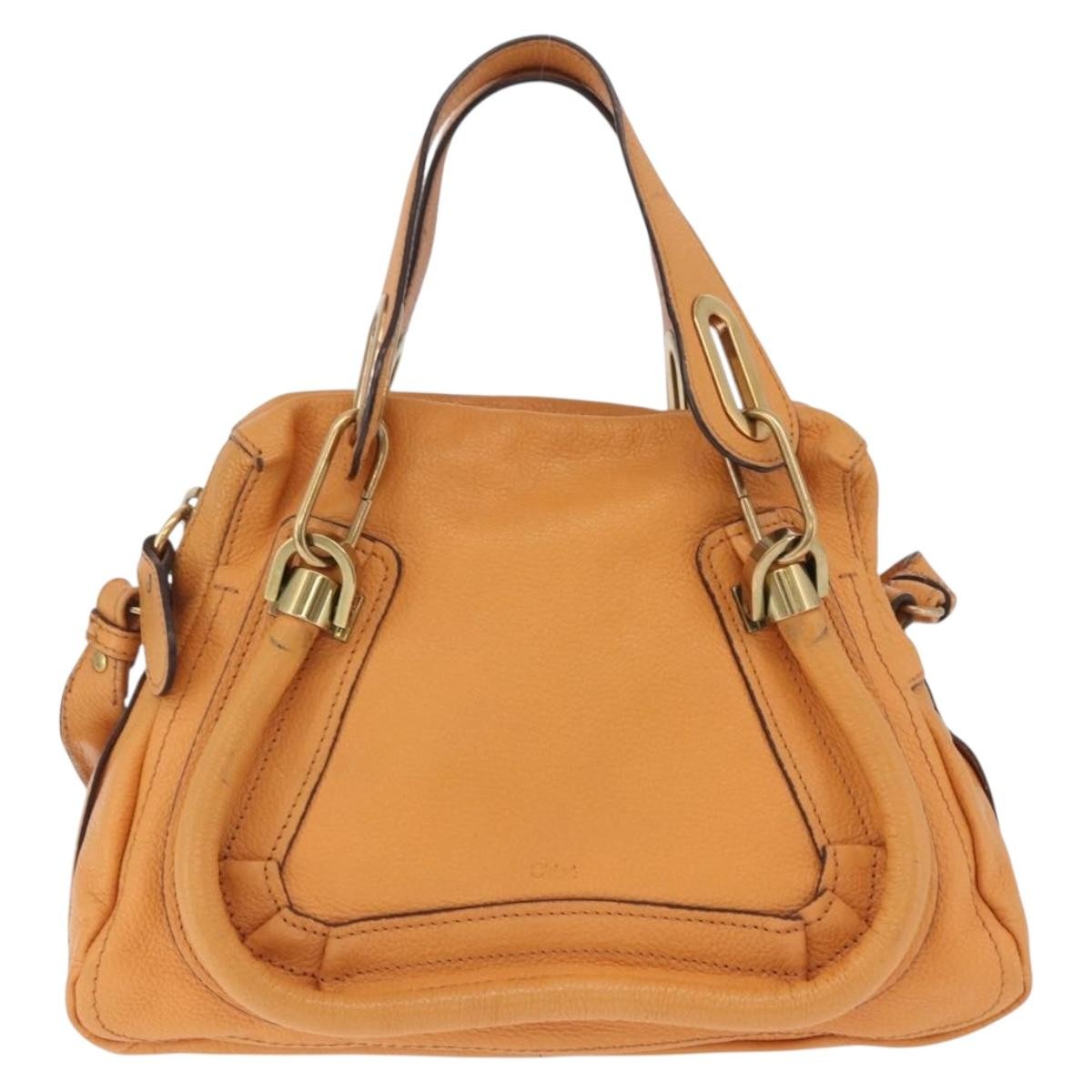 Chloe Paraty Top Handle Leather Orange Leather Handbag (Pre-Owned)