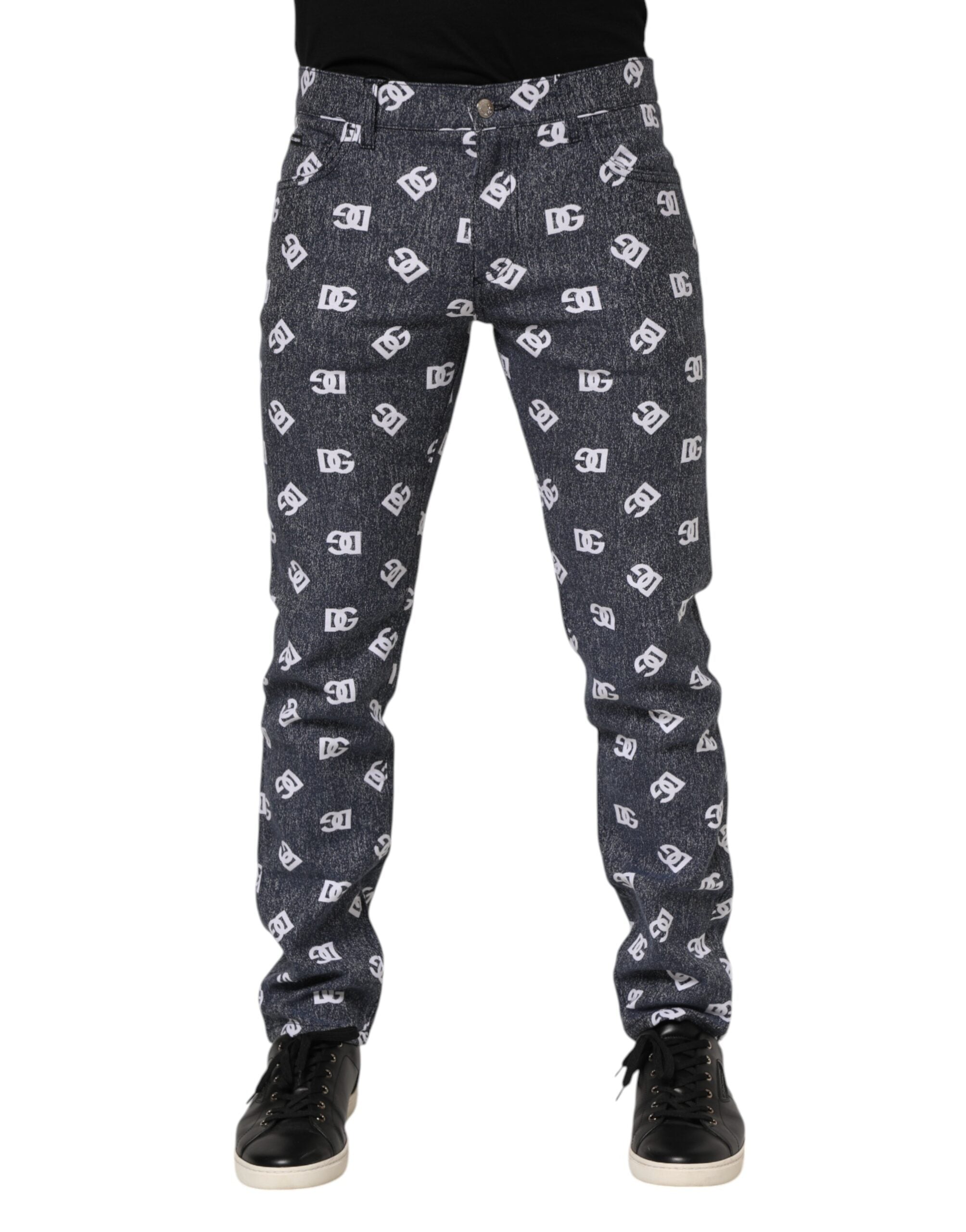 Dolce & Gabbana Dark Gray Logo Cotton Skinny Slim Denim Men's Jeans