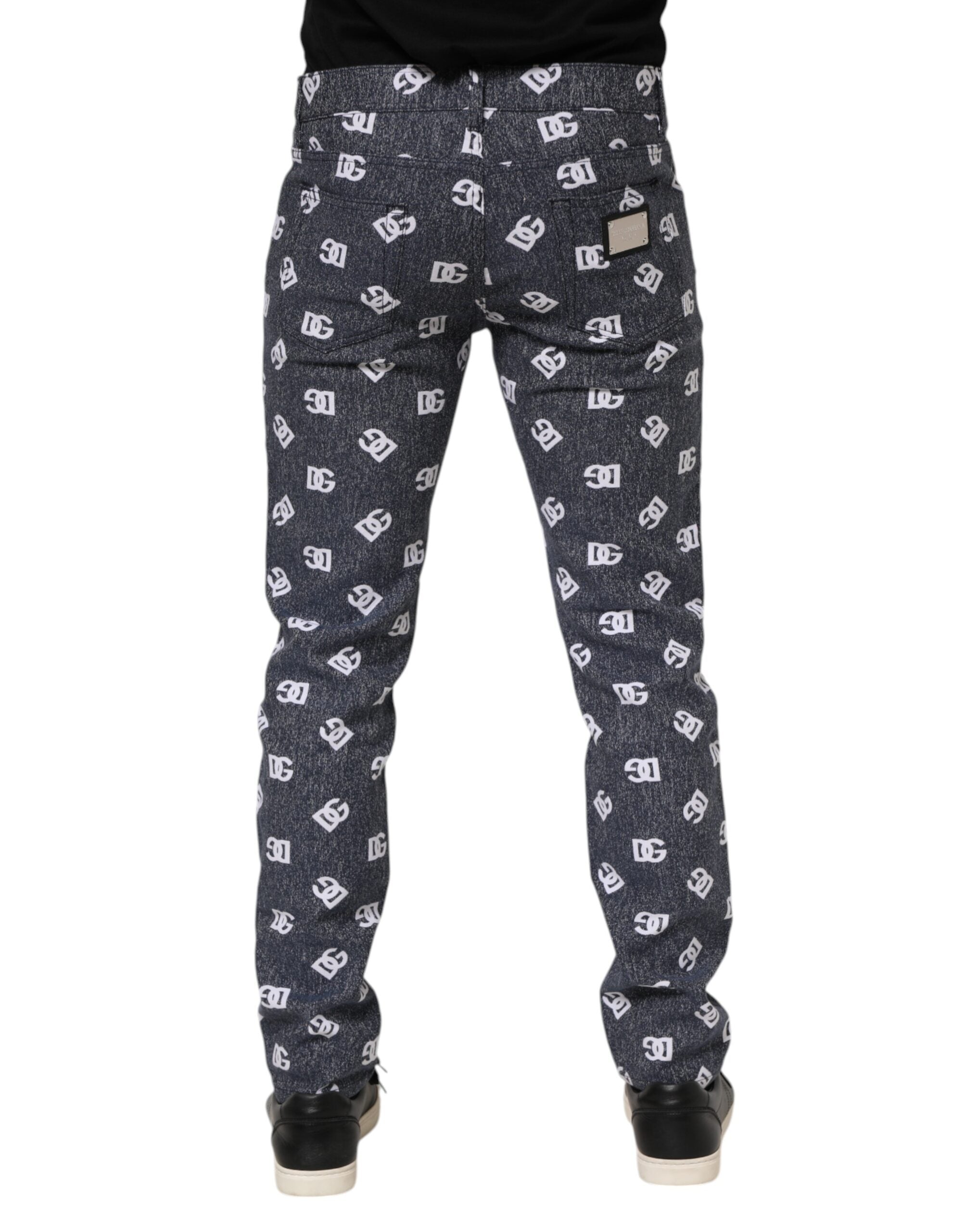 Dolce & Gabbana Dark Gray Logo Cotton Skinny Slim Denim Men's Jeans