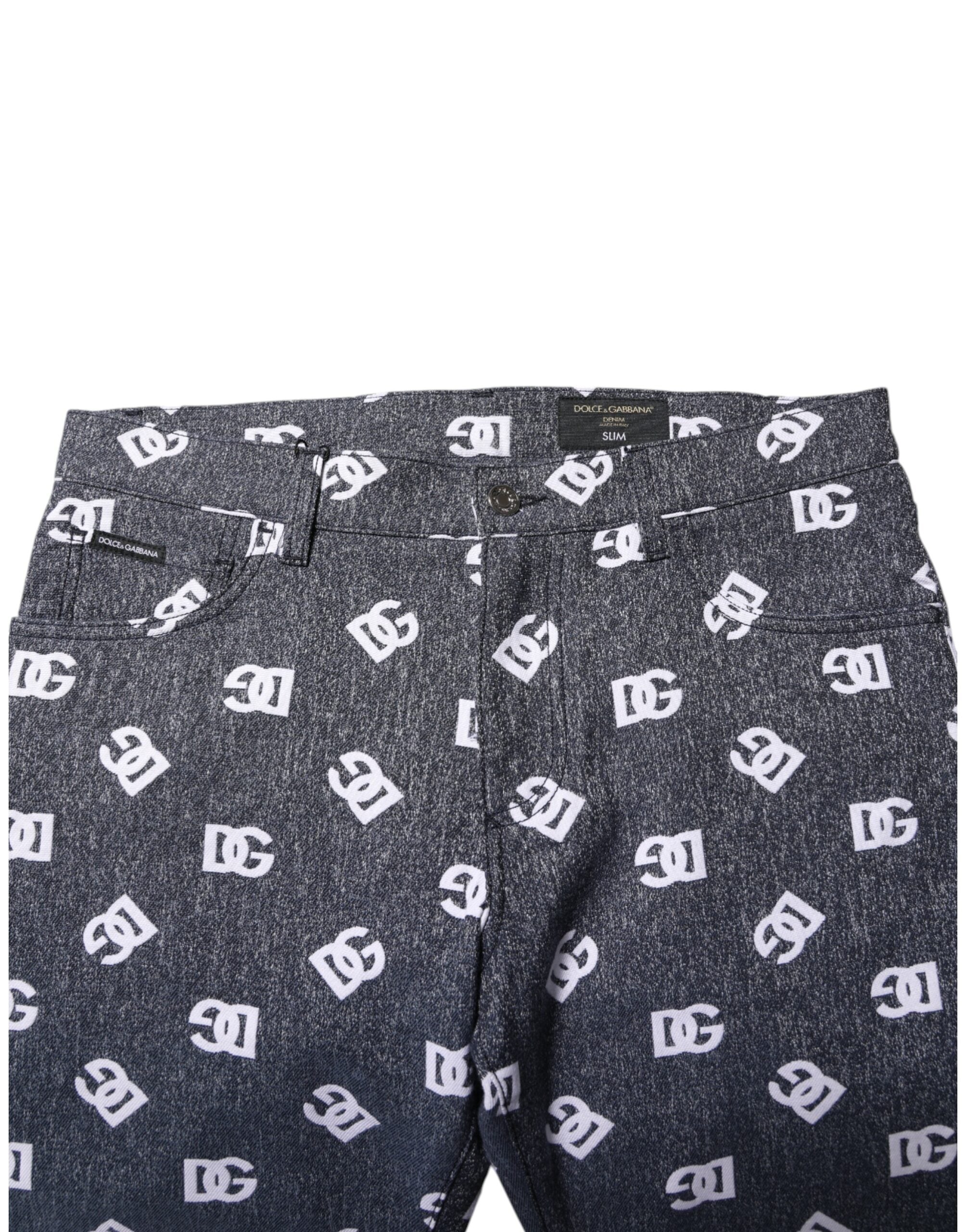 Dolce & Gabbana Dark Gray Logo Cotton Skinny Slim Denim Men's Jeans