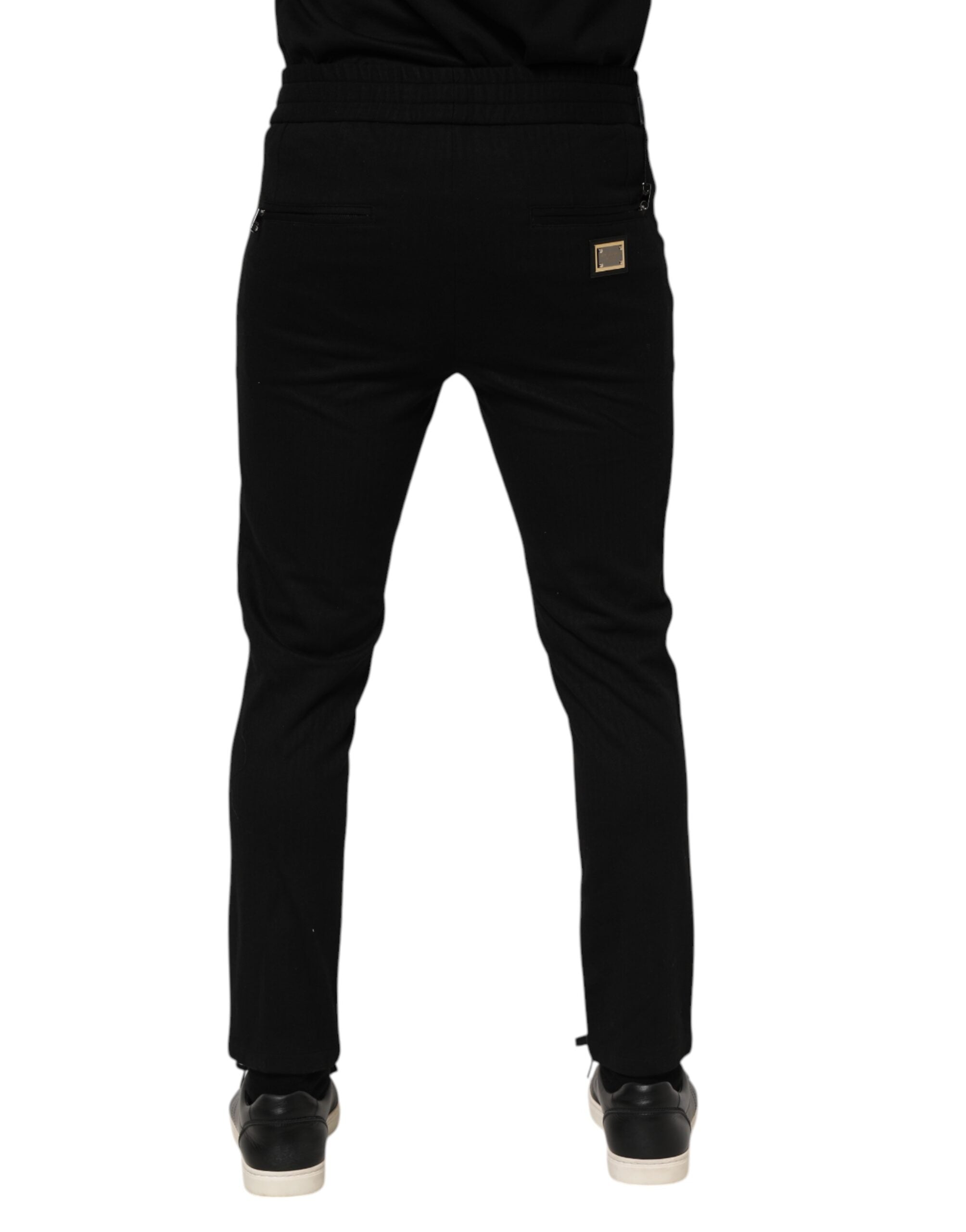 Dolce & Gabbana Black Viscose Drawstring Men Jogger Men's Pants