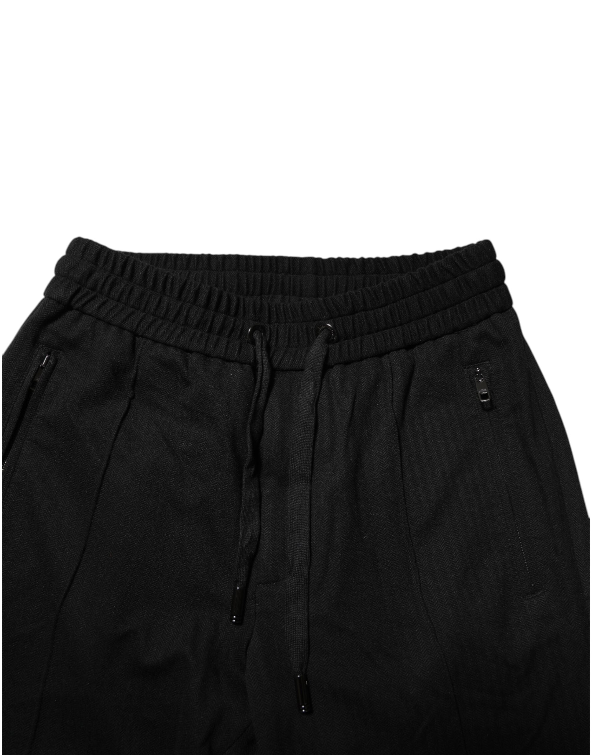 Dolce & Gabbana Black Viscose Drawstring Men Jogger Men's Pants