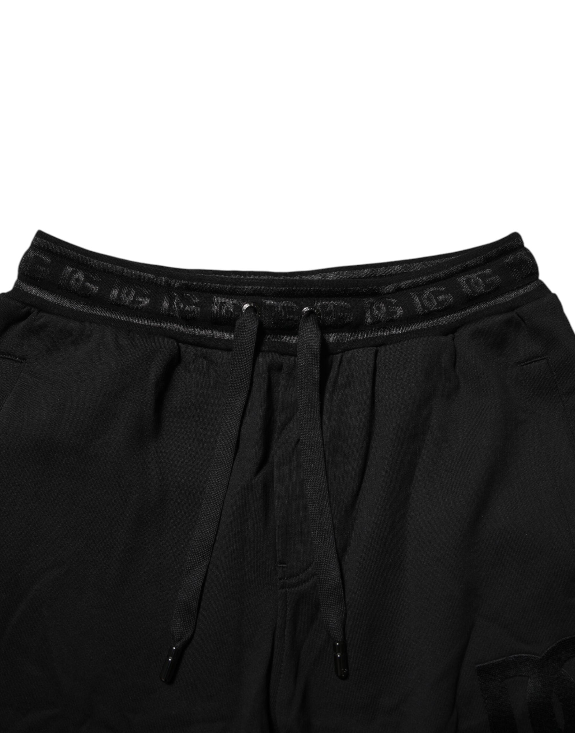 Dolce & Gabbana Black Cotton Drawstring Jogger Men's Pants