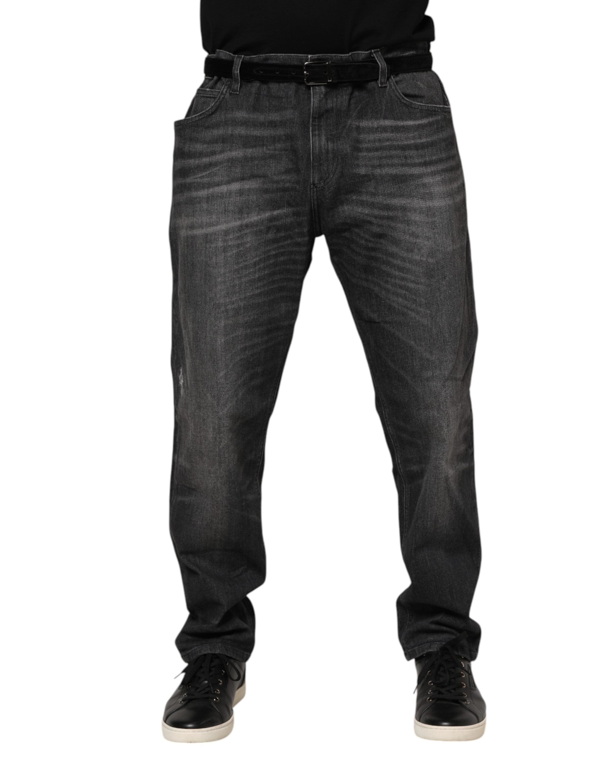 Dolce & Gabbana Gray Washed Cotton Loose Denim Men's Jeans