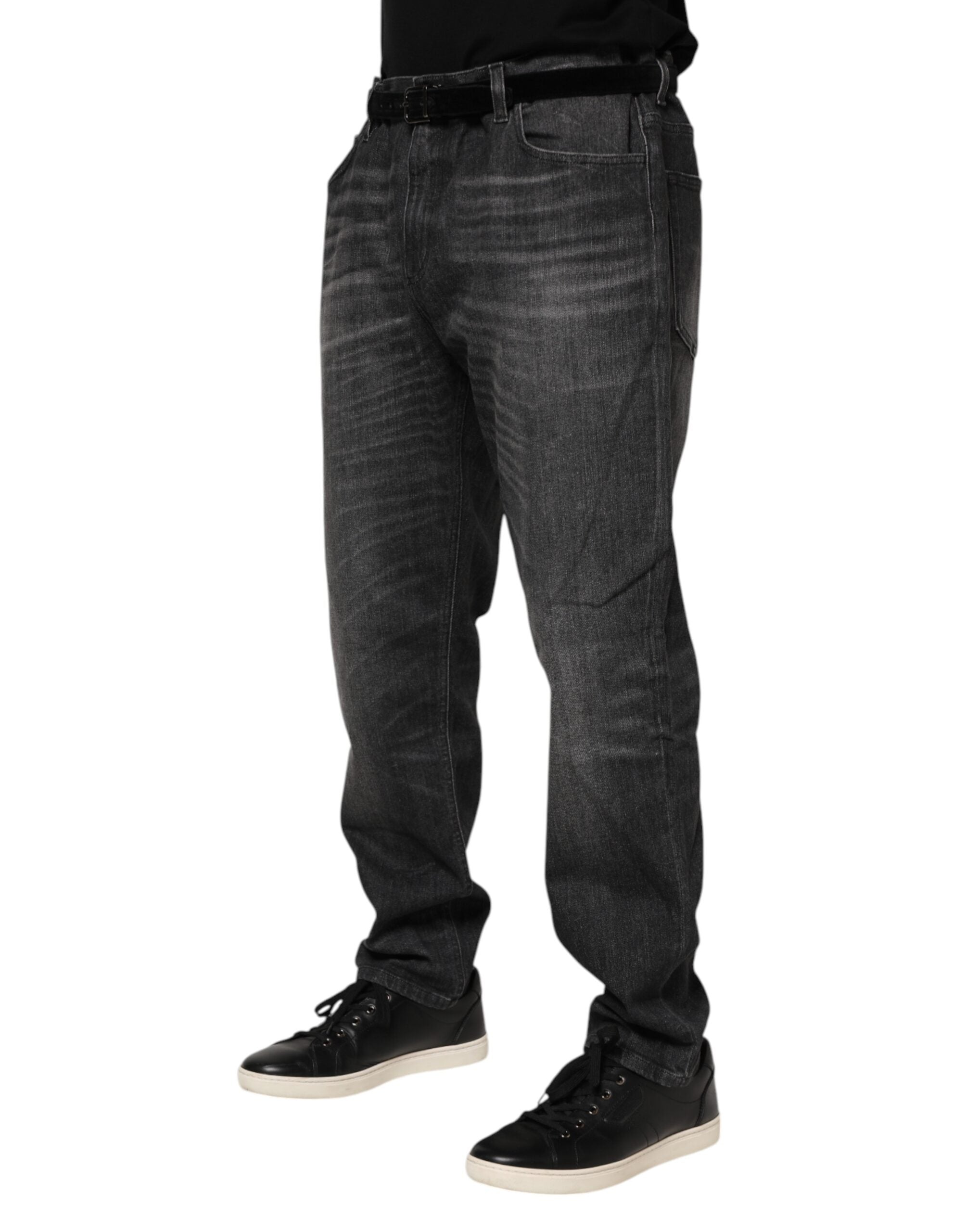 Dolce & Gabbana Gray Washed Cotton Loose Denim Men's Jeans