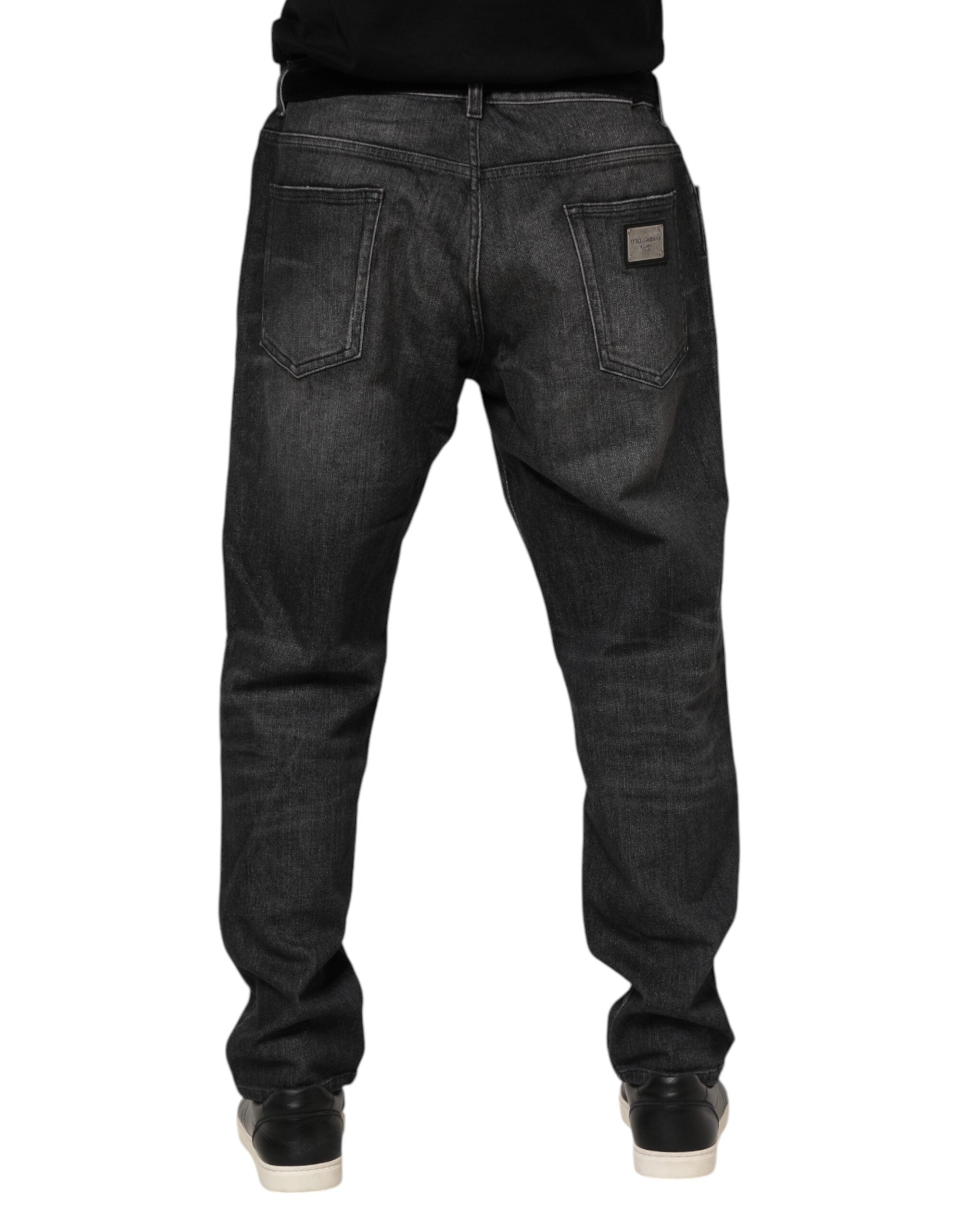 Dolce & Gabbana Gray Washed Cotton Loose Denim Men's Jeans