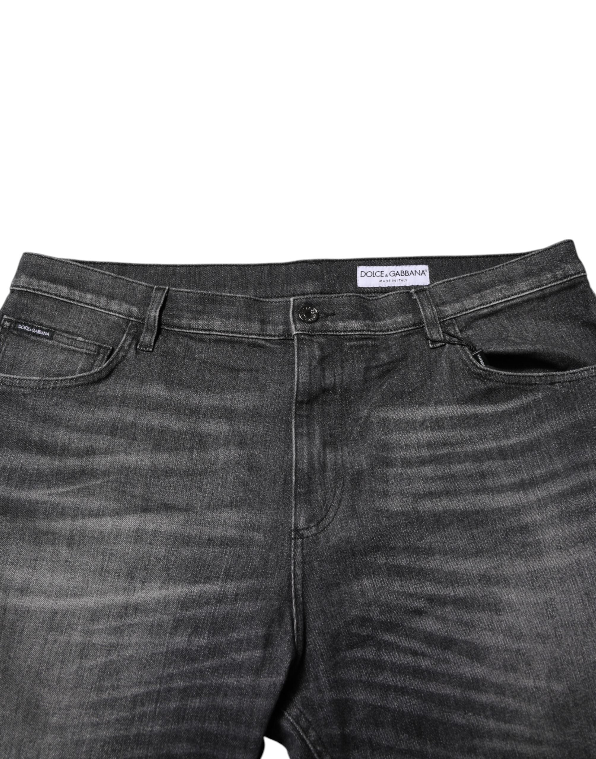 Dolce & Gabbana Gray Washed Cotton Loose Denim Men's Jeans