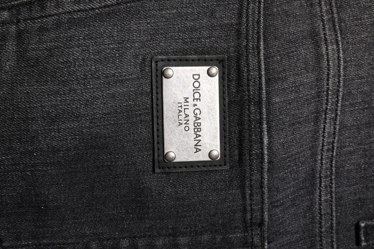 Dolce & Gabbana Gray Washed Cotton Loose Denim Men's Jeans