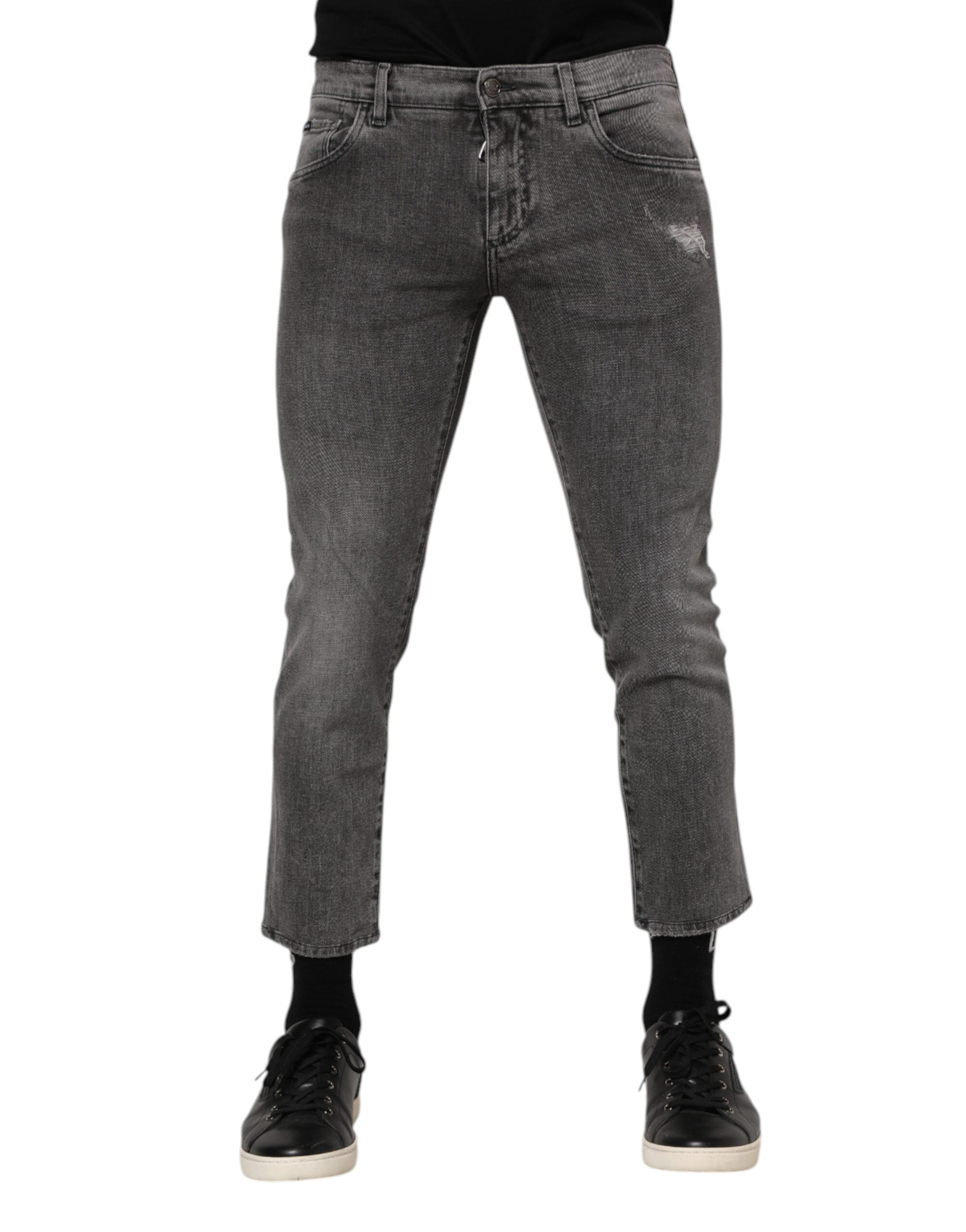 Dolce & Gabbana Gray Cotton Logo Plaque Men Denim Men's Jeans
