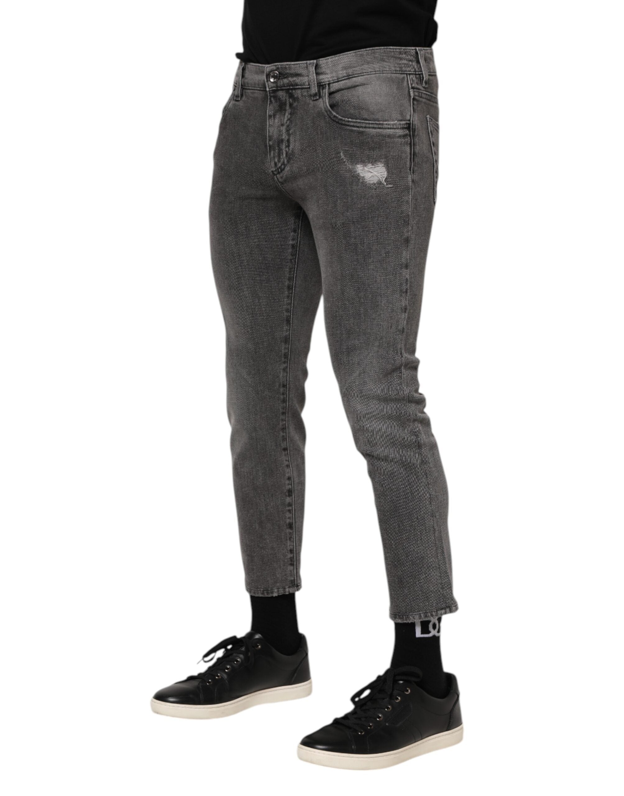 Dolce & Gabbana Gray Cotton Logo Plaque Men Denim Men's Jeans