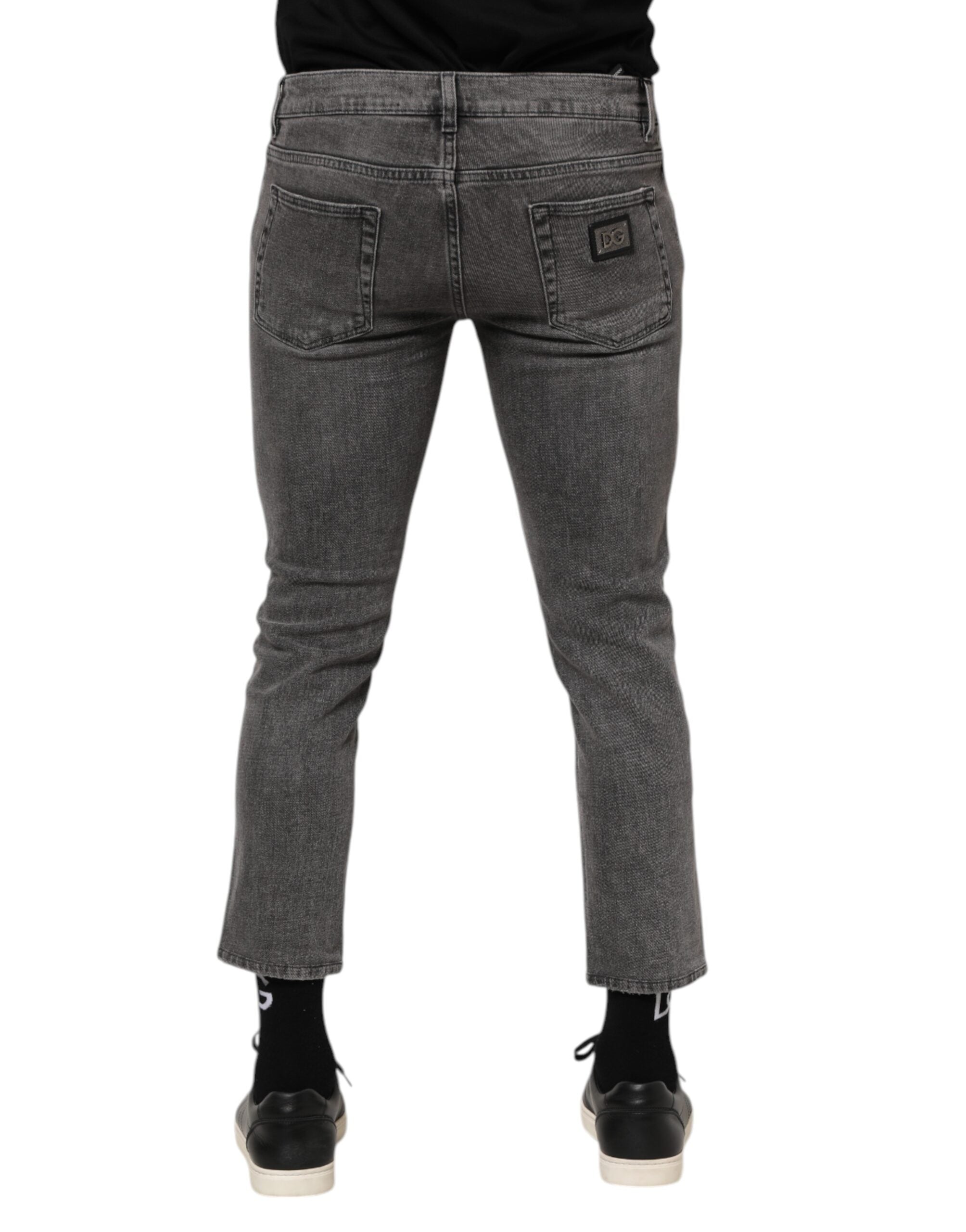 Dolce & Gabbana Gray Cotton Logo Plaque Men Denim Men's Jeans