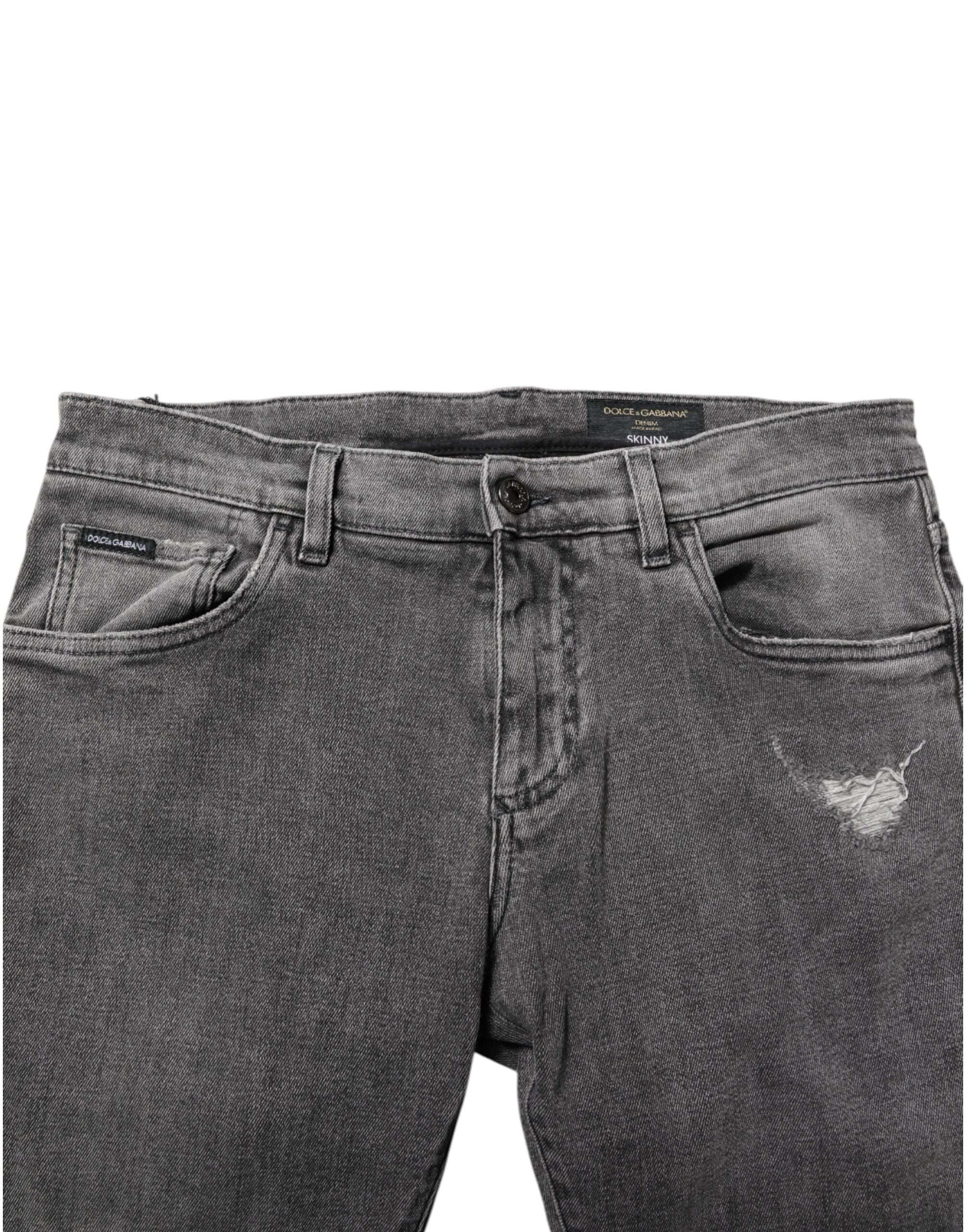 Dolce & Gabbana Gray Cotton Logo Plaque Men Denim Men's Jeans