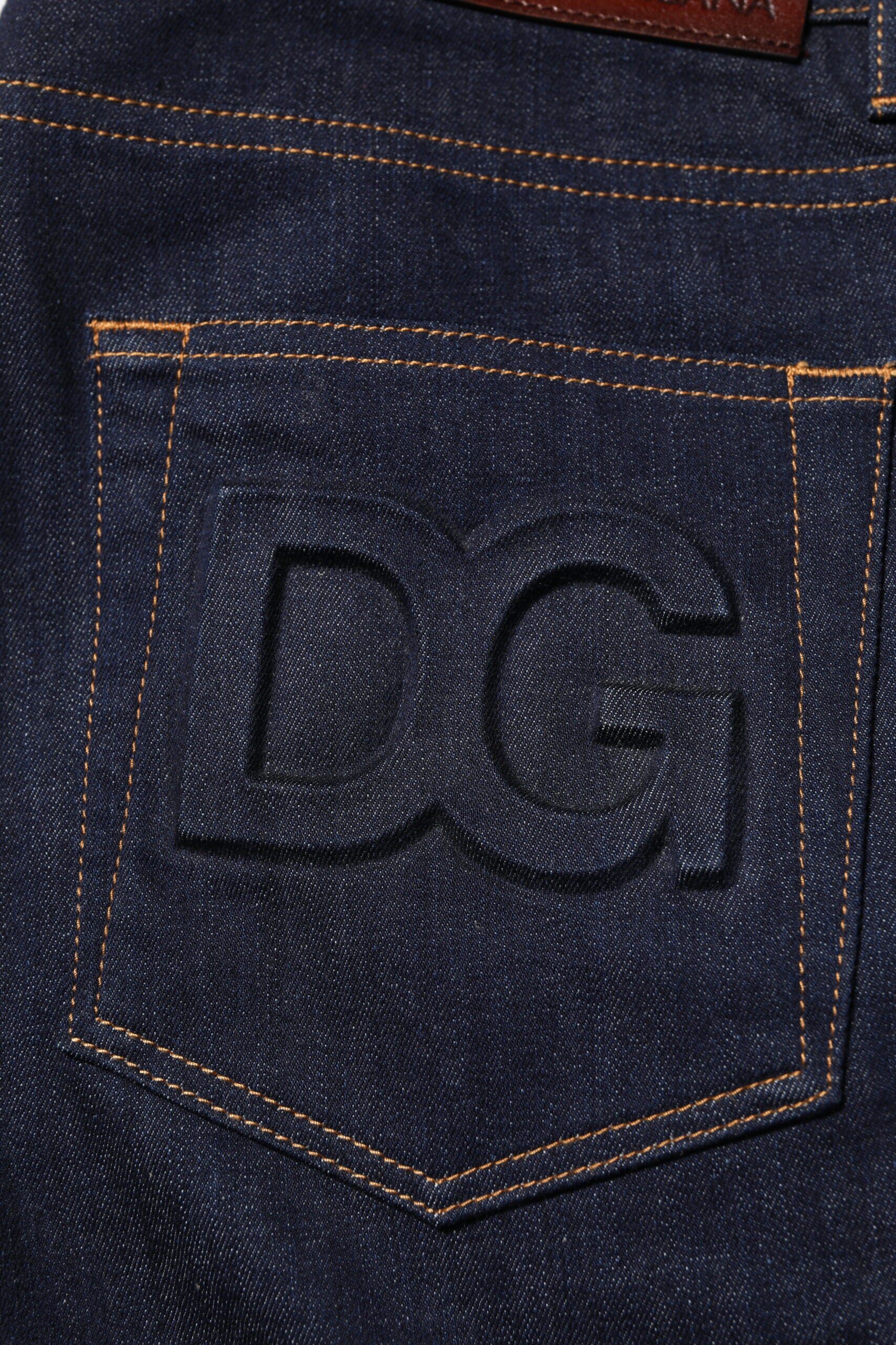Dolce & Gabbana Dark Blue Cotton Logo Slim Fit Men Denim Men's Jeans