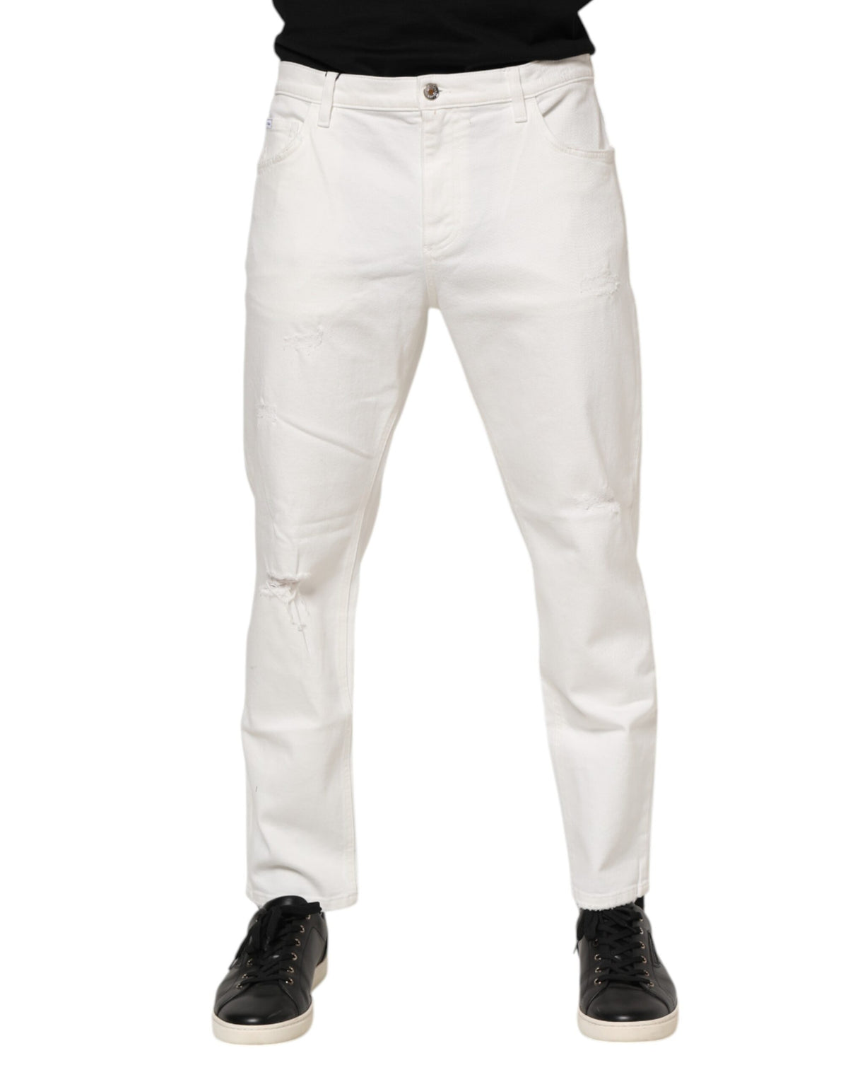Dolce & Gabbana White Cotton Loose Men Denim Men's Jeans (Pre-Owned)