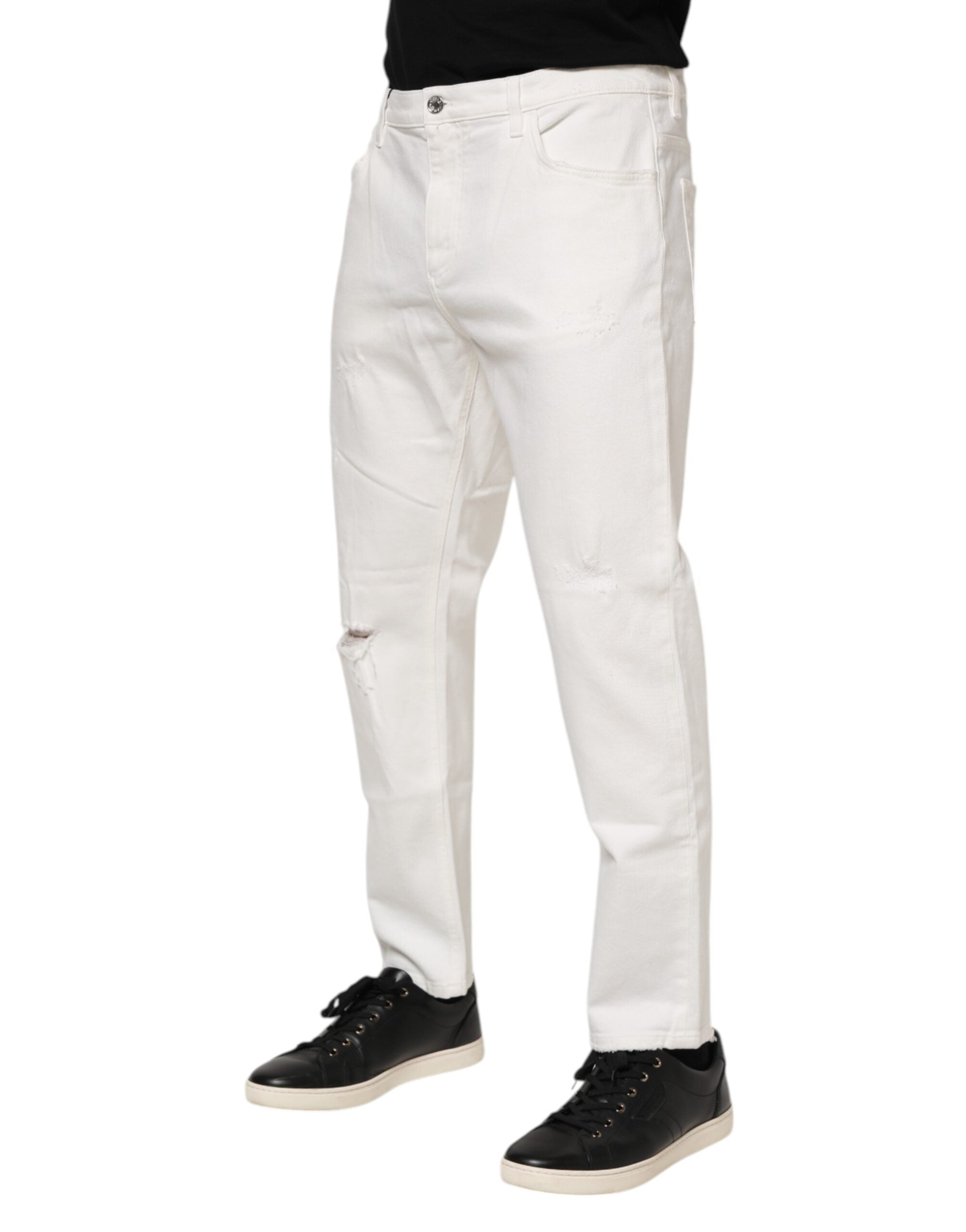 Dolce & Gabbana White Cotton Loose Men Denim Men's Jeans (Pre-Owned)