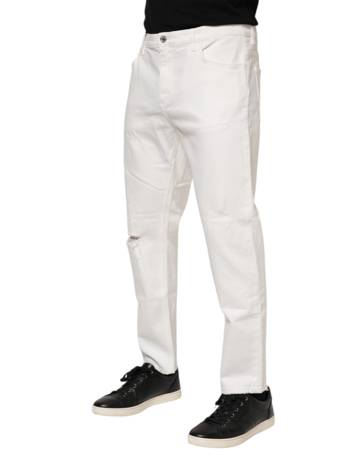 Dolce & Gabbana White Cotton Loose Men Denim Men's Jeans (Pre-Owned)