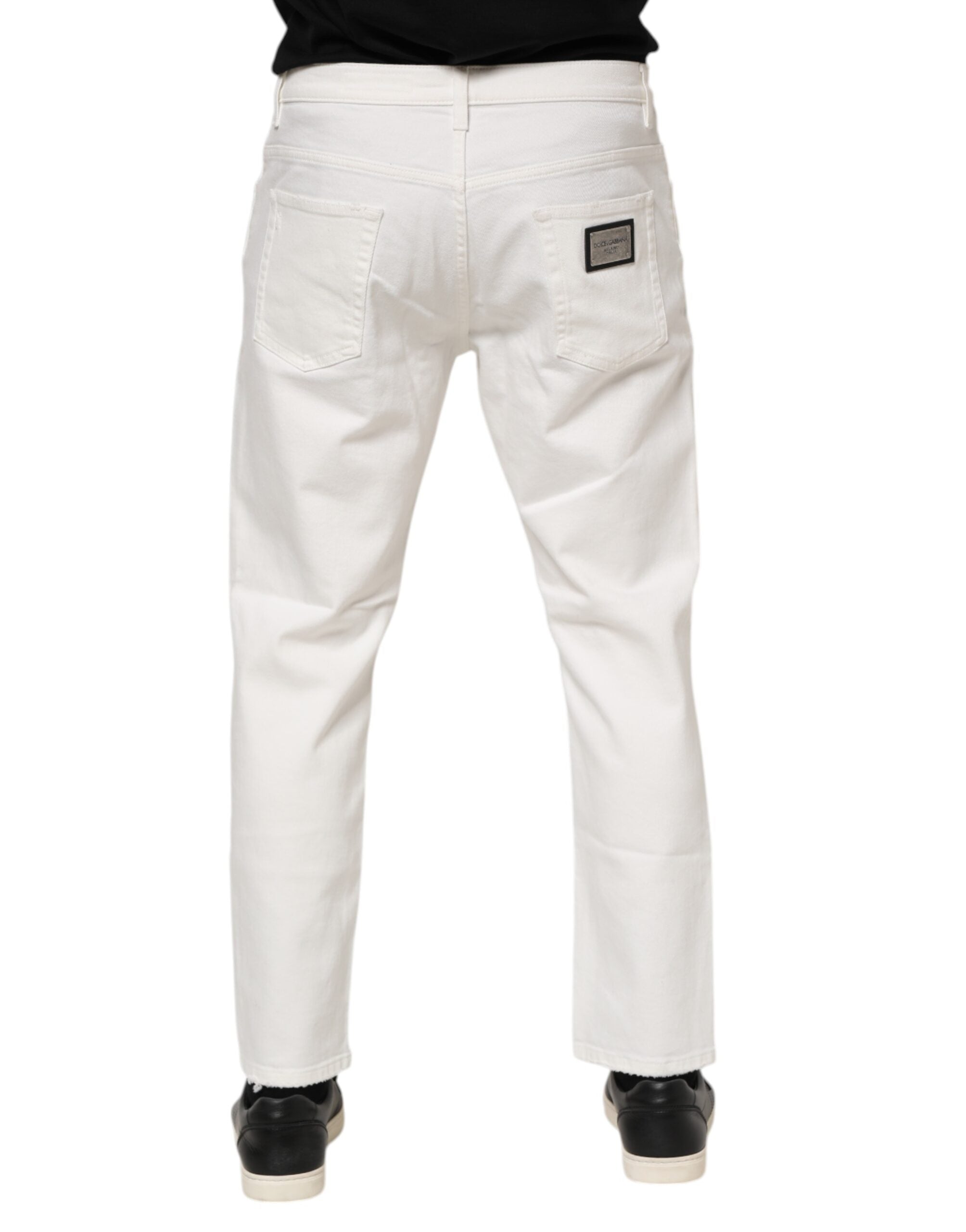 Dolce & Gabbana White Cotton Loose Men Denim Men's Jeans (Pre-Owned)