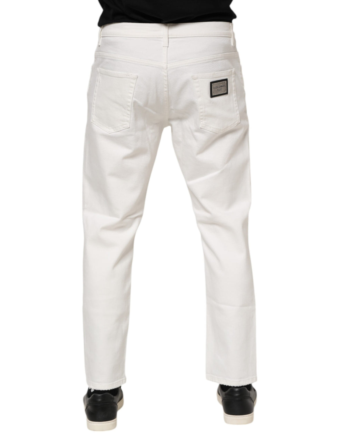 Dolce & Gabbana White Cotton Loose Men Denim Men's Jeans (Pre-Owned)