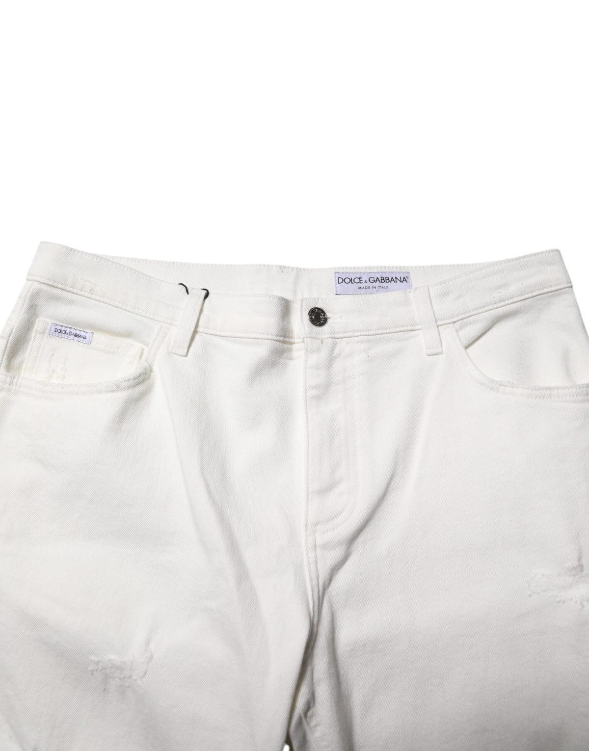 Dolce & Gabbana White Cotton Loose Men Denim Men's Jeans (Pre-Owned)