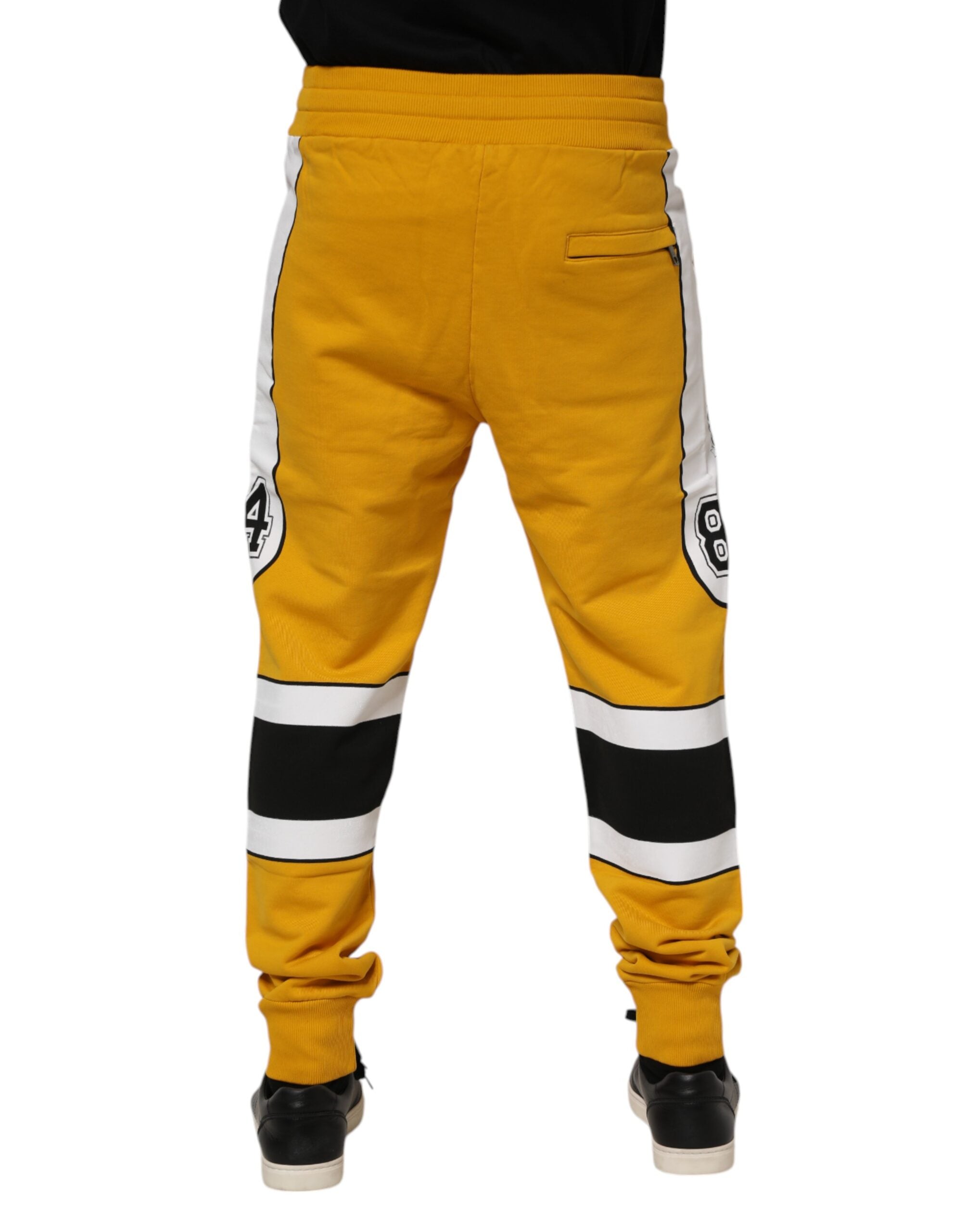 Dolce & Gabbana Yellow Cotton Logo Jogger SweatMen's Men's Pants (Pre-Owned)