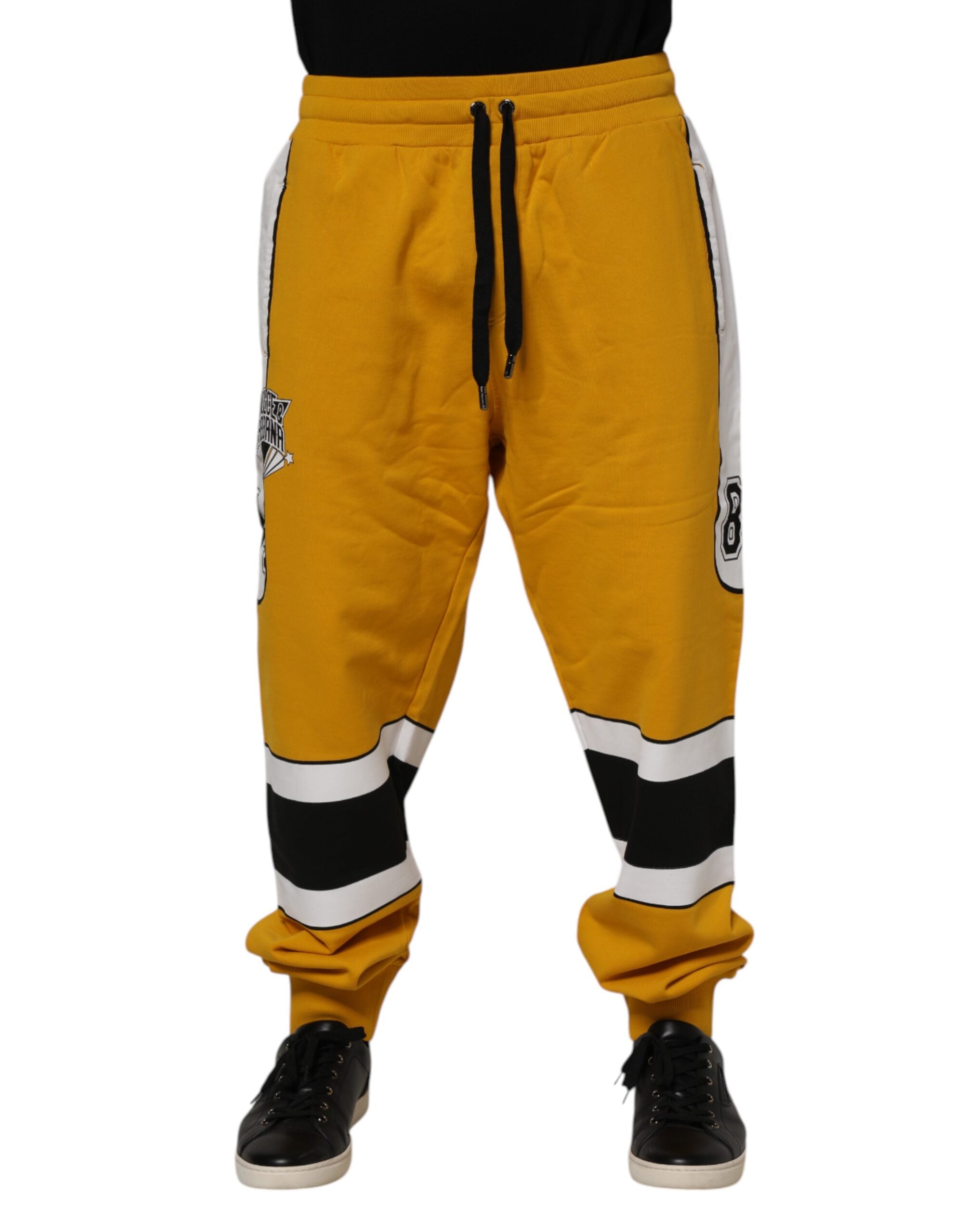 Dolce & Gabbana Yellow Cotton Logo Drawstring Jogger SweatMen's Men's Pants (Pre-Owned)