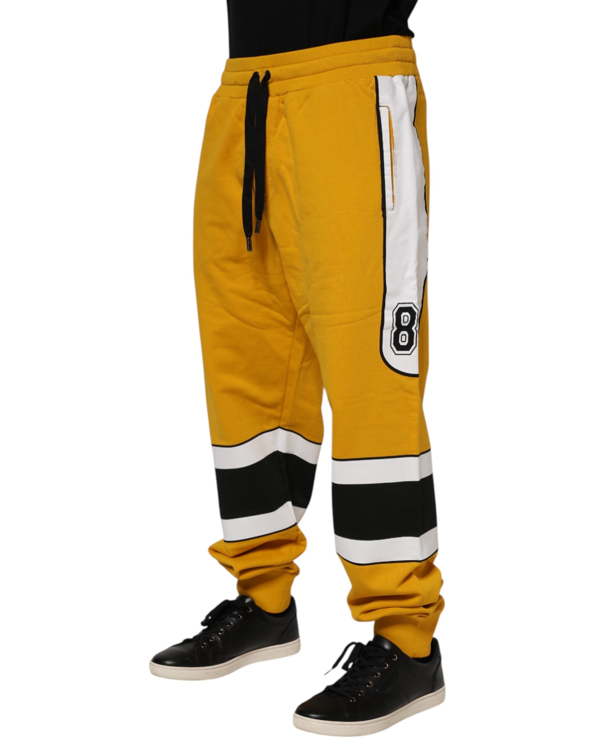 Dolce & Gabbana Yellow Cotton Logo Drawstring Jogger SweatMen's Men's Pants (Pre-Owned)
