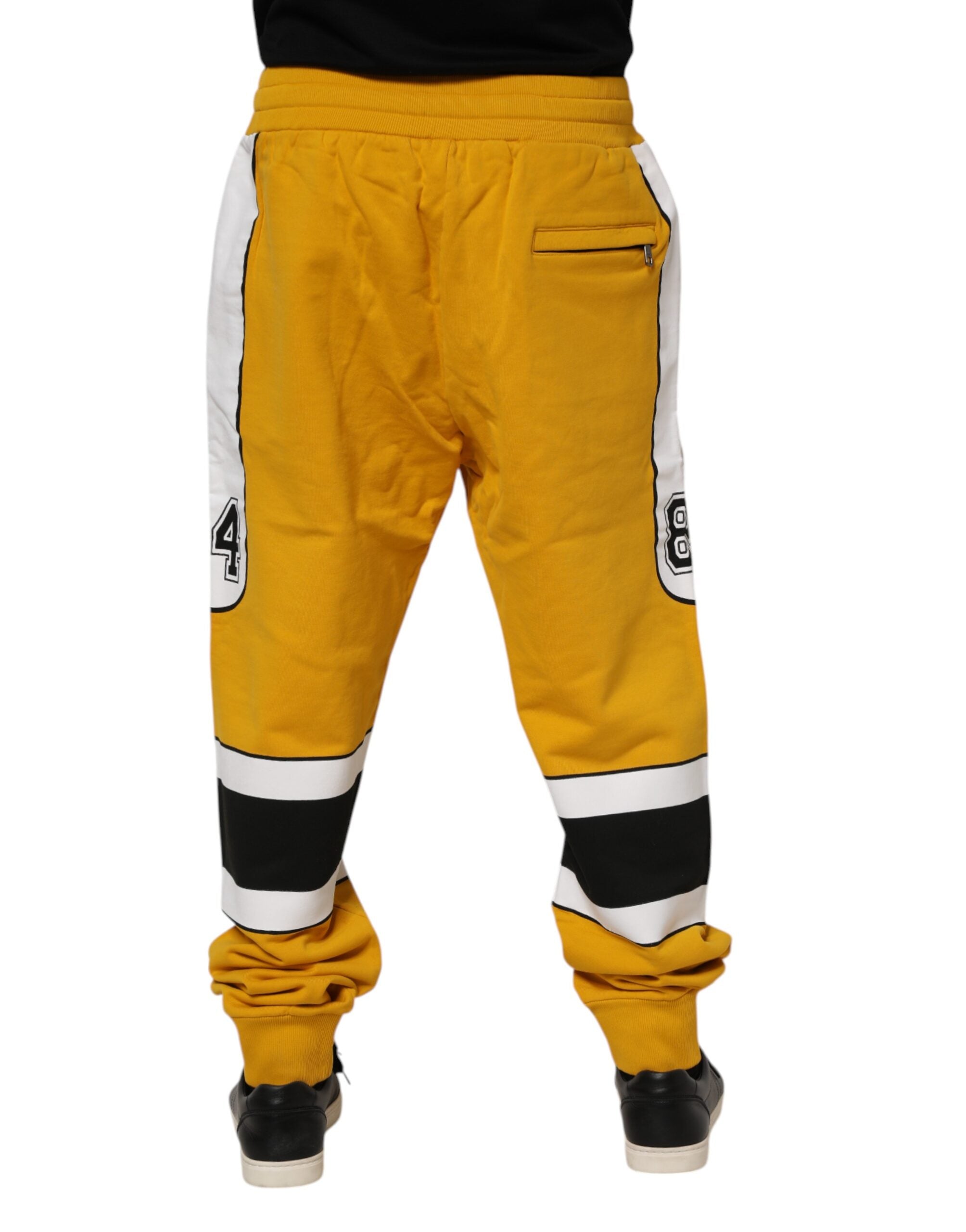 Dolce & Gabbana Yellow Cotton Logo Drawstring Jogger SweatMen's Men's Pants (Pre-Owned)