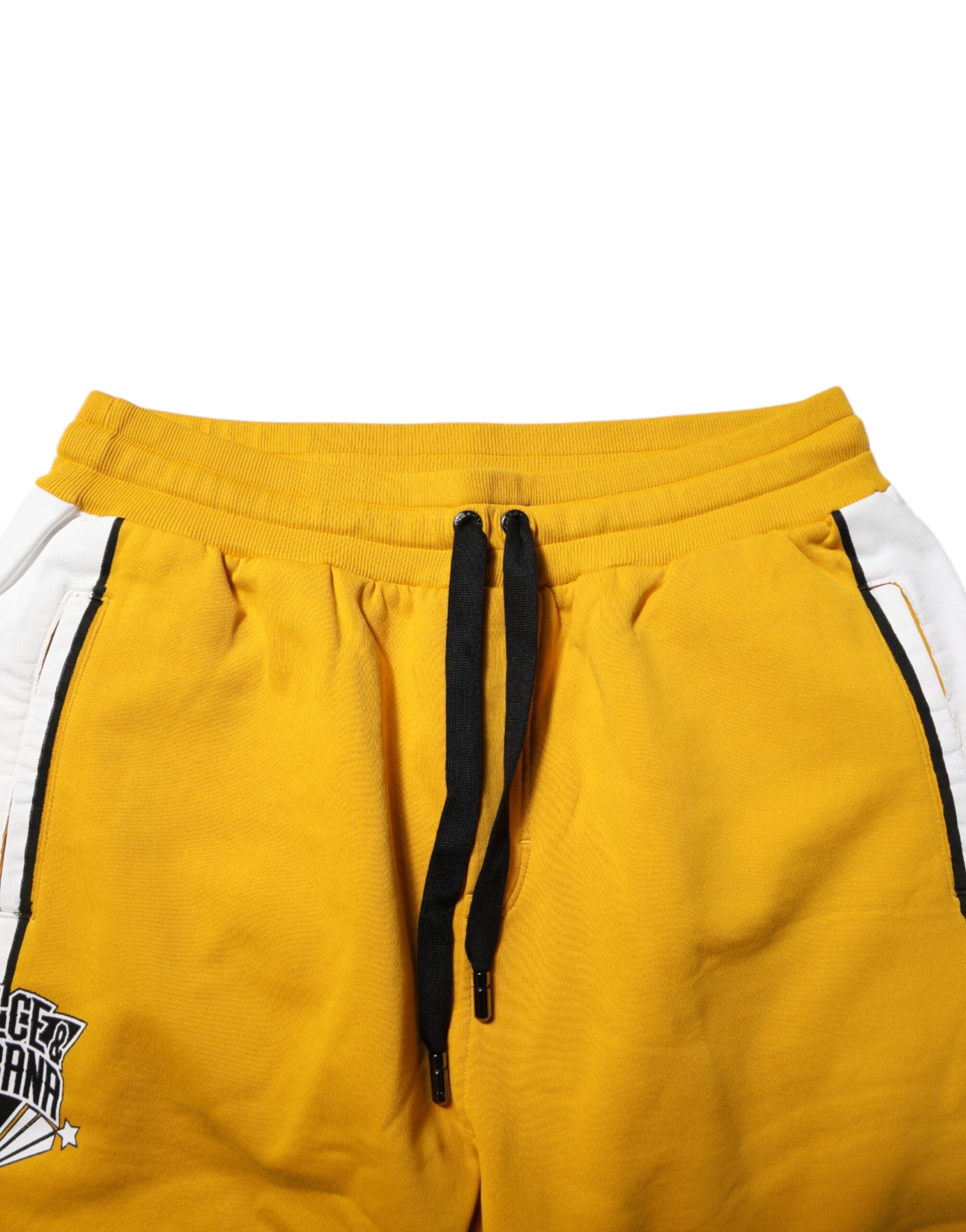 Dolce & Gabbana Yellow Cotton Logo Drawstring Jogger SweatMen's Men's Pants (Pre-Owned)