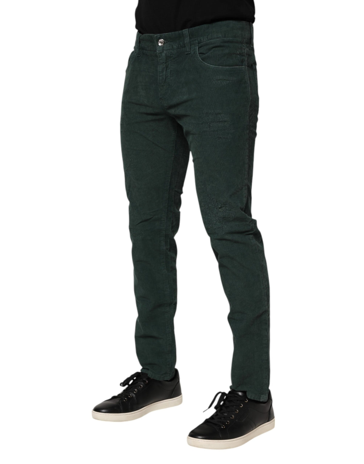 Dolce & Gabbana Green Cotton Corduroy Skinny Men's Pants
