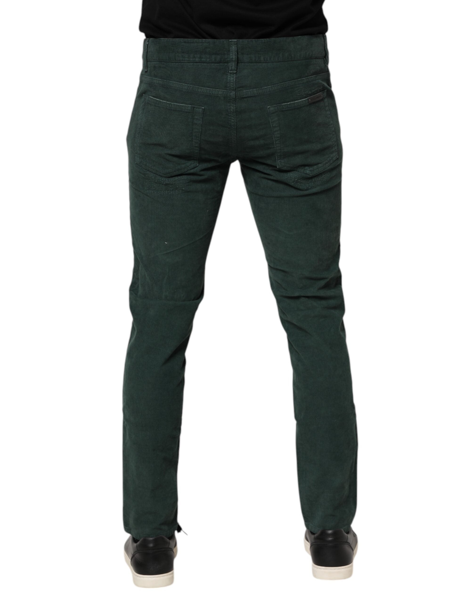 Dolce & Gabbana Green Cotton Corduroy Skinny Men's Pants