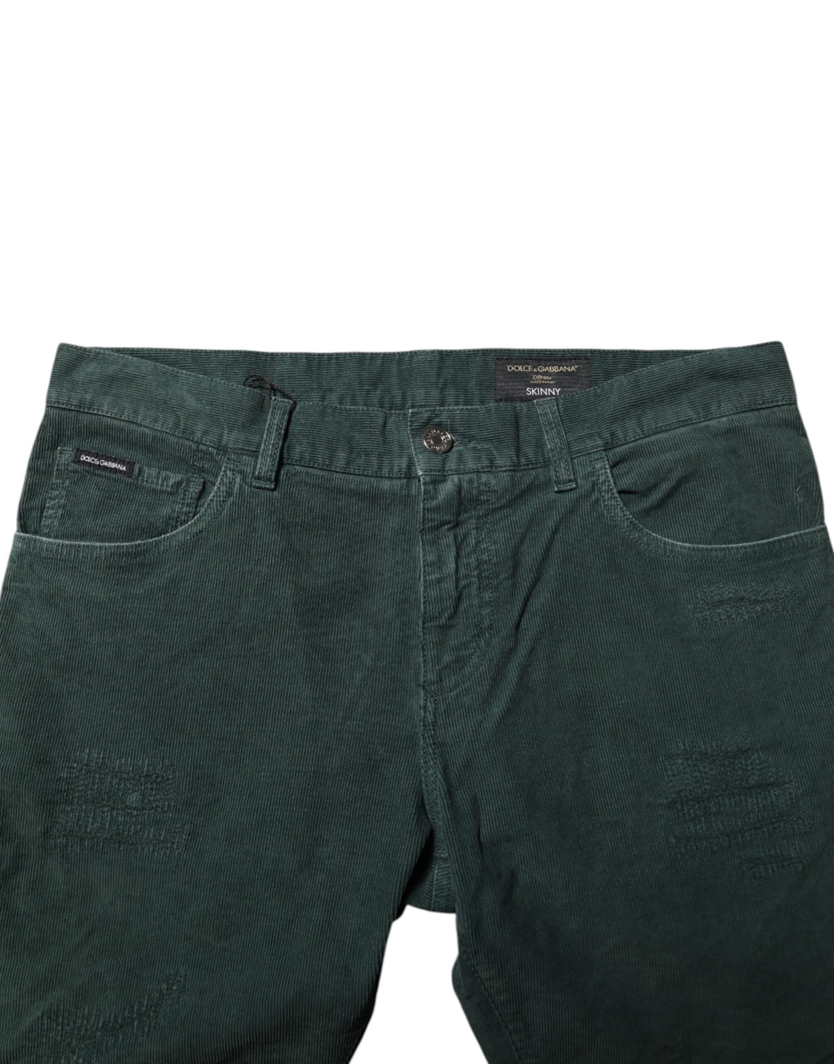 Dolce & Gabbana Green Cotton Corduroy Skinny Men's Pants
