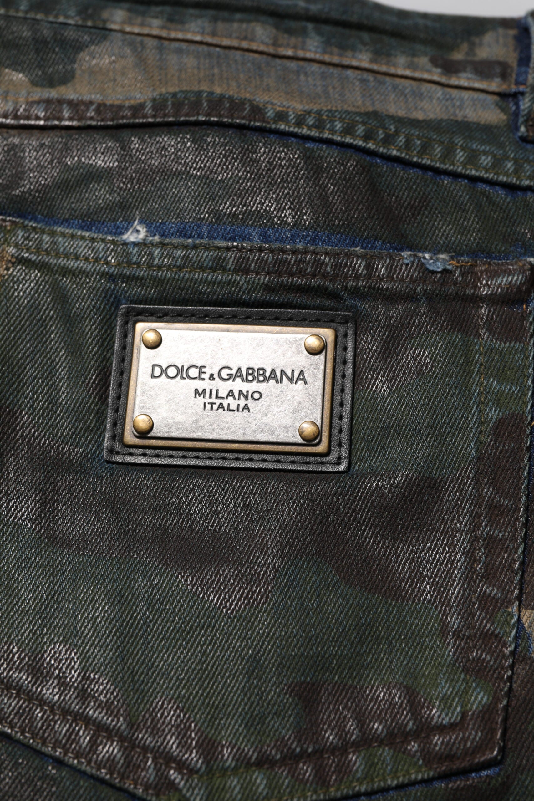 Dolce & Gabbana Blue Cotton Camouflage Denim Men's Jeans (Pre-Owned)