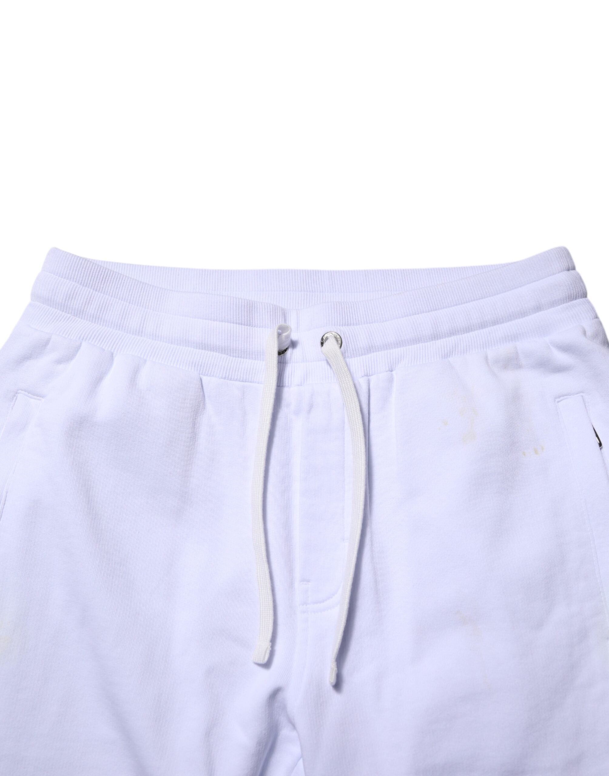 Dolce & Gabbana White Cotton Drawstring Jogger Men's Pants (Pre-Owned)