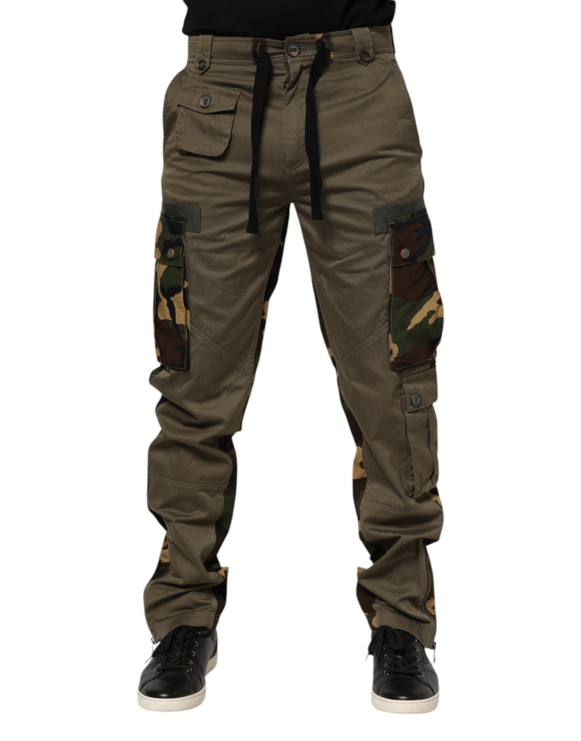 Dolce & Gabbana Brown Cotton Camouflage Cargo Men's Pants