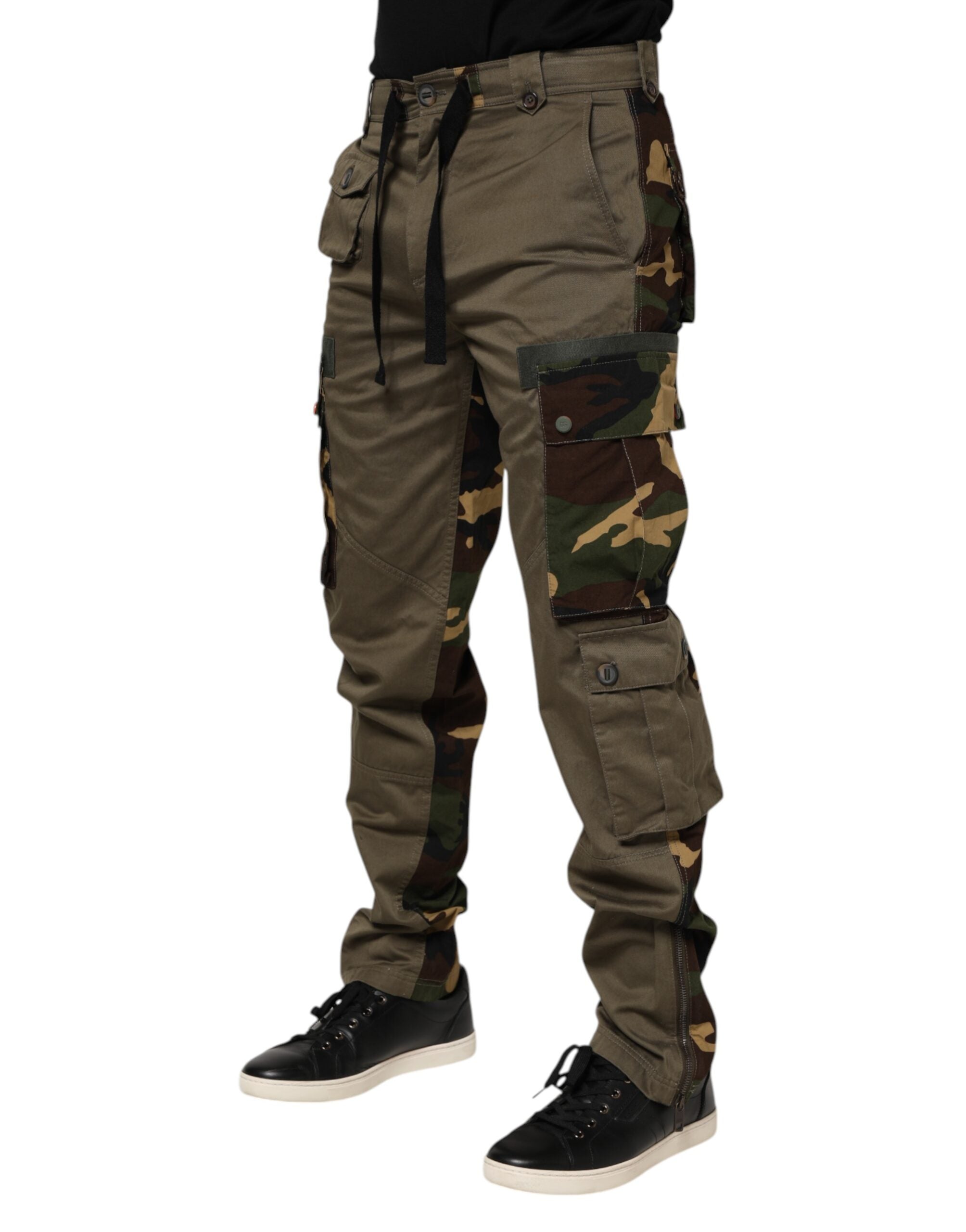 Dolce & Gabbana Brown Cotton Camouflage Cargo Men's Pants